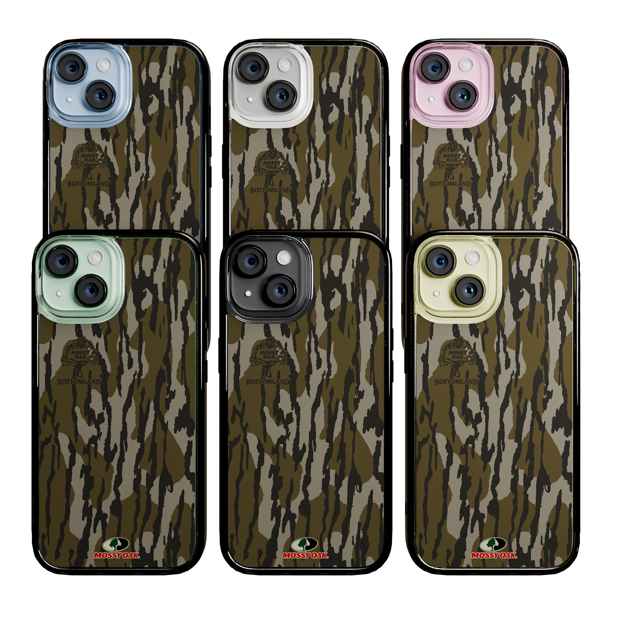 Slim MagSafe® Case for Apple iPhone 15 | Mossy Oak Bottomland Camo Onyx Black