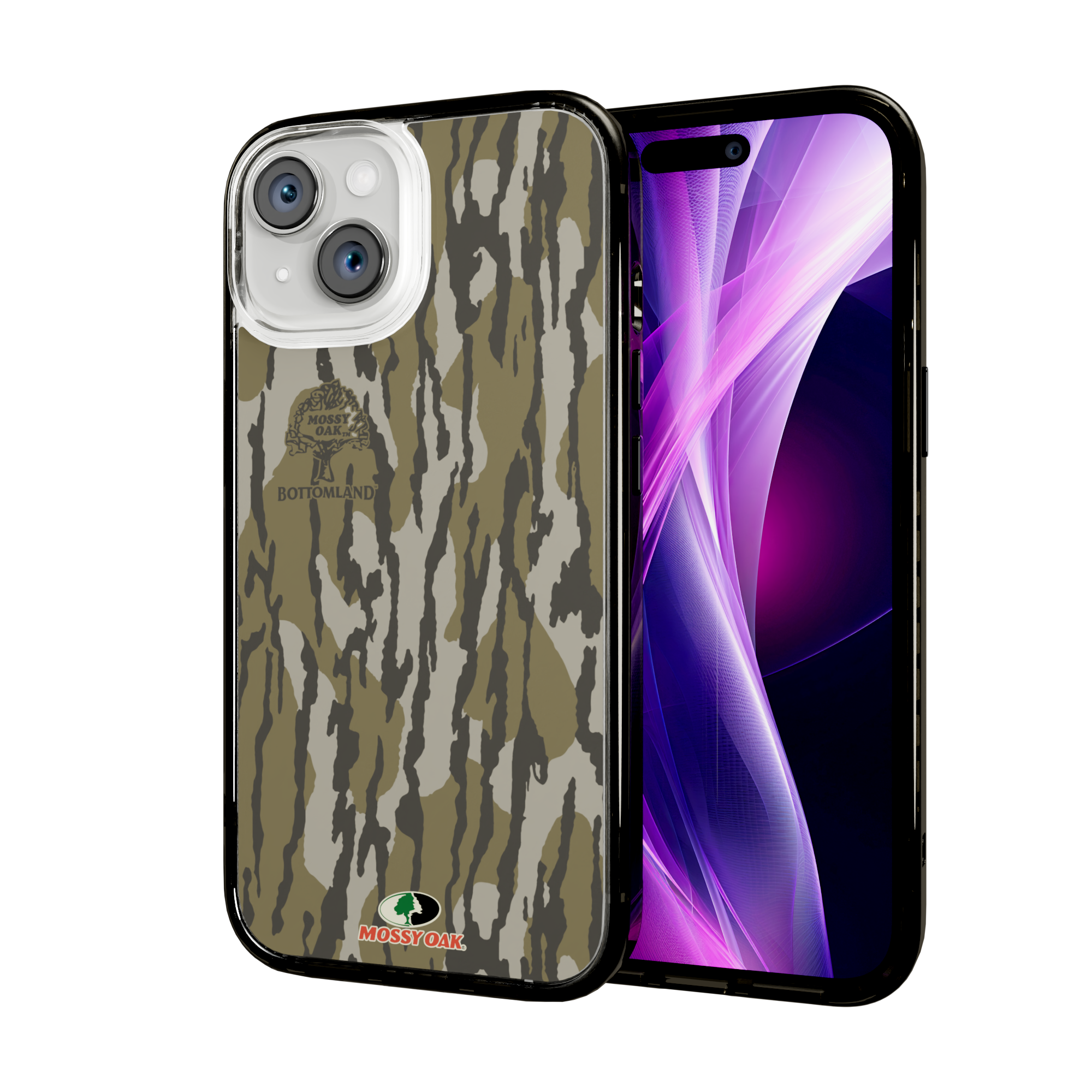 Mossy Oak Magnitude Case for Apple iPhone 15 - Bottomland Orig Onyx Black