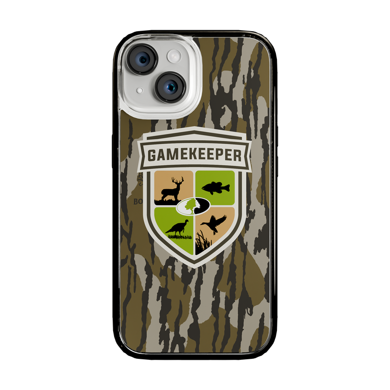 Slim MagSafe® Case for Apple iPhone 15 | Mossy Oak Gamekeeper Bottomland Camo Onyx Black