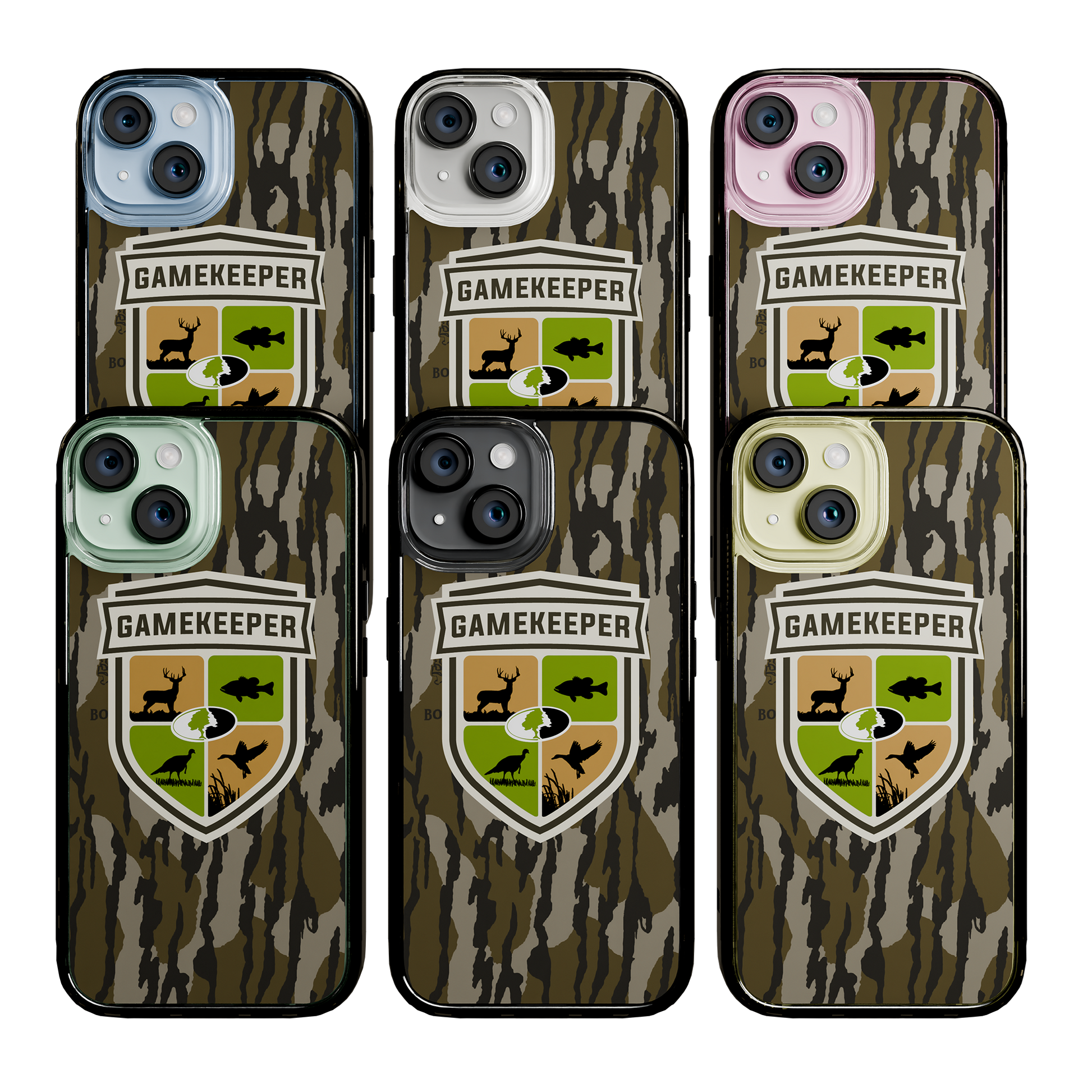 Slim MagSafe® Case for Apple iPhone 15 | Mossy Oak Gamekeeper Bottomland Camo Onyx Black