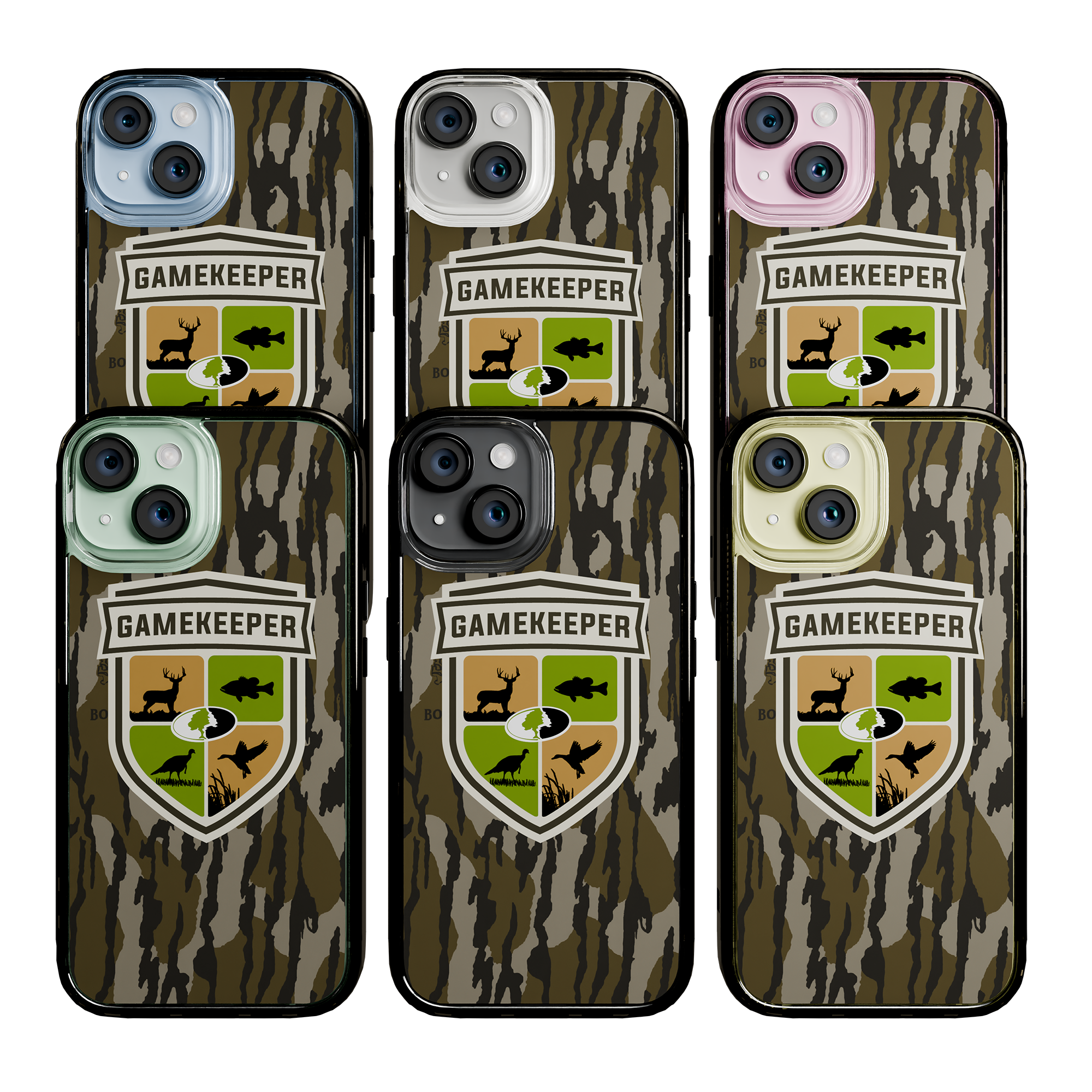 Slim MagSafe® Case for Apple iPhone 15 | Mossy Oak Gamekeeper Bottomland Camo Onyx Black