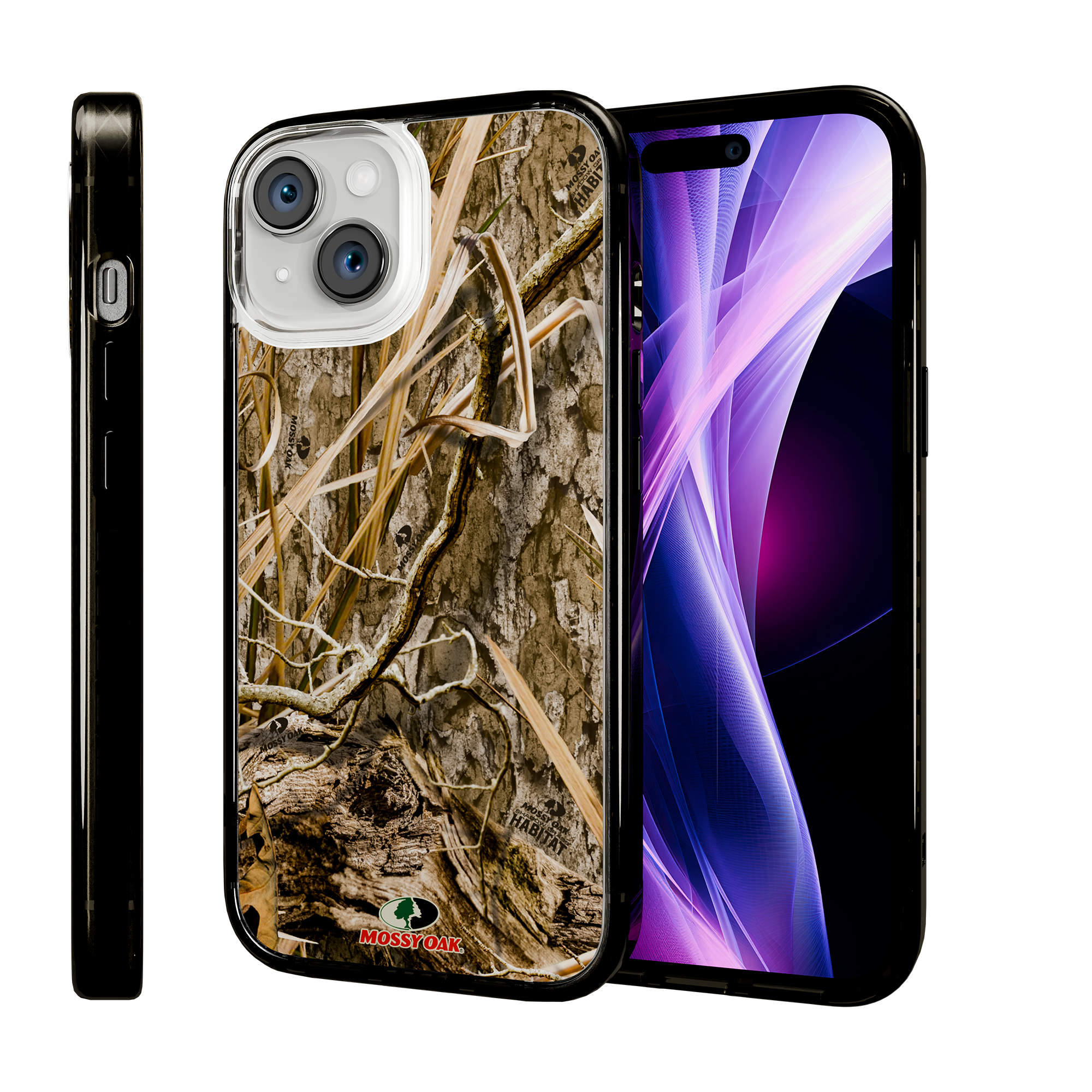 Slim MagSafe® Case for Apple iPhone 15 | Mossy Oak Shadow Grass Camo Onyx Black