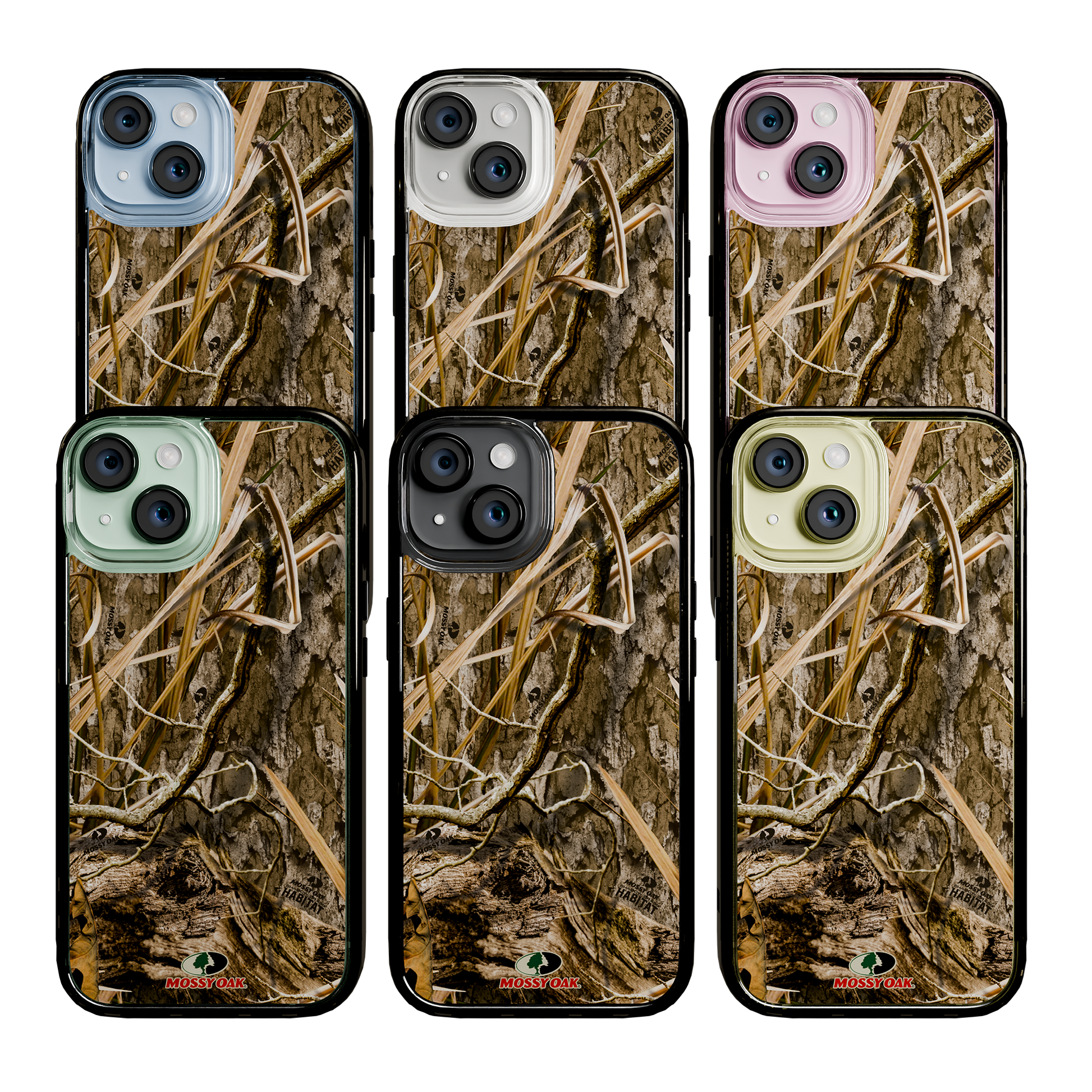 Slim MagSafe® Case for Apple iPhone 15 | Mossy Oak Shadow Grass Camo Onyx Black