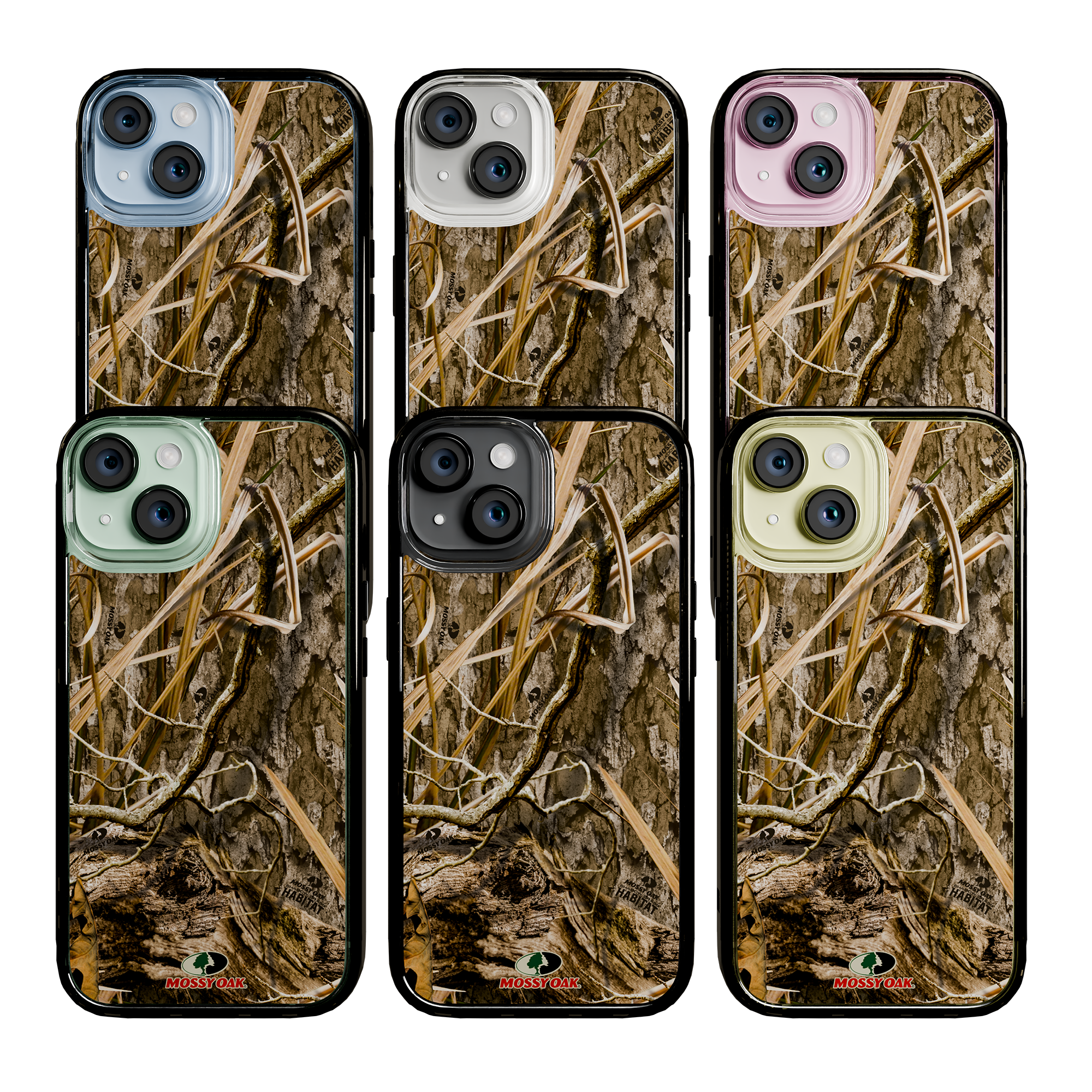Slim MagSafe® Case for Apple iPhone 15 | Mossy Oak Shadow Grass Camo Onyx Black