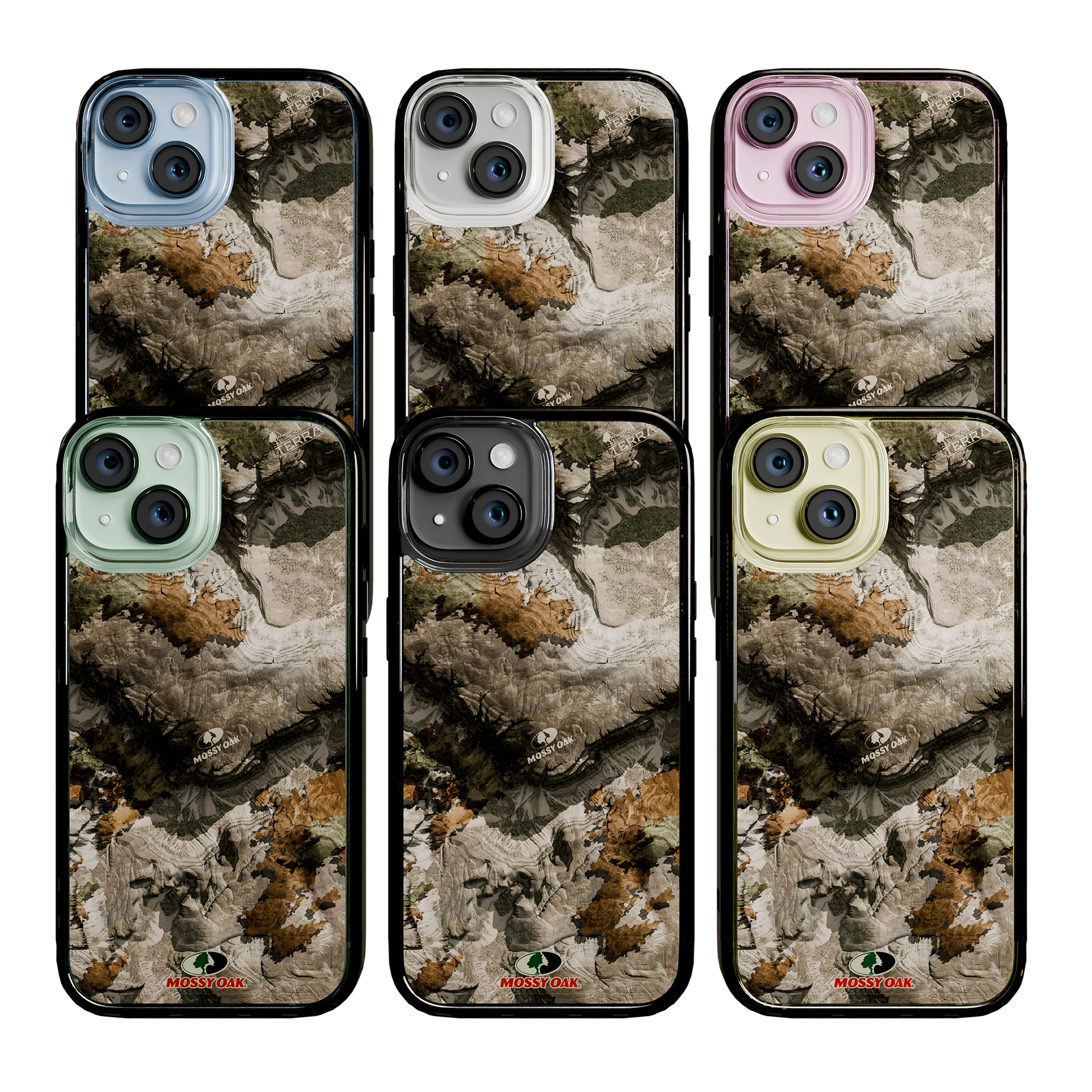 Slim MagSafe® Case for Apple iPhone 15 | Mossy Oak Terra Gila Camo Onyx Black