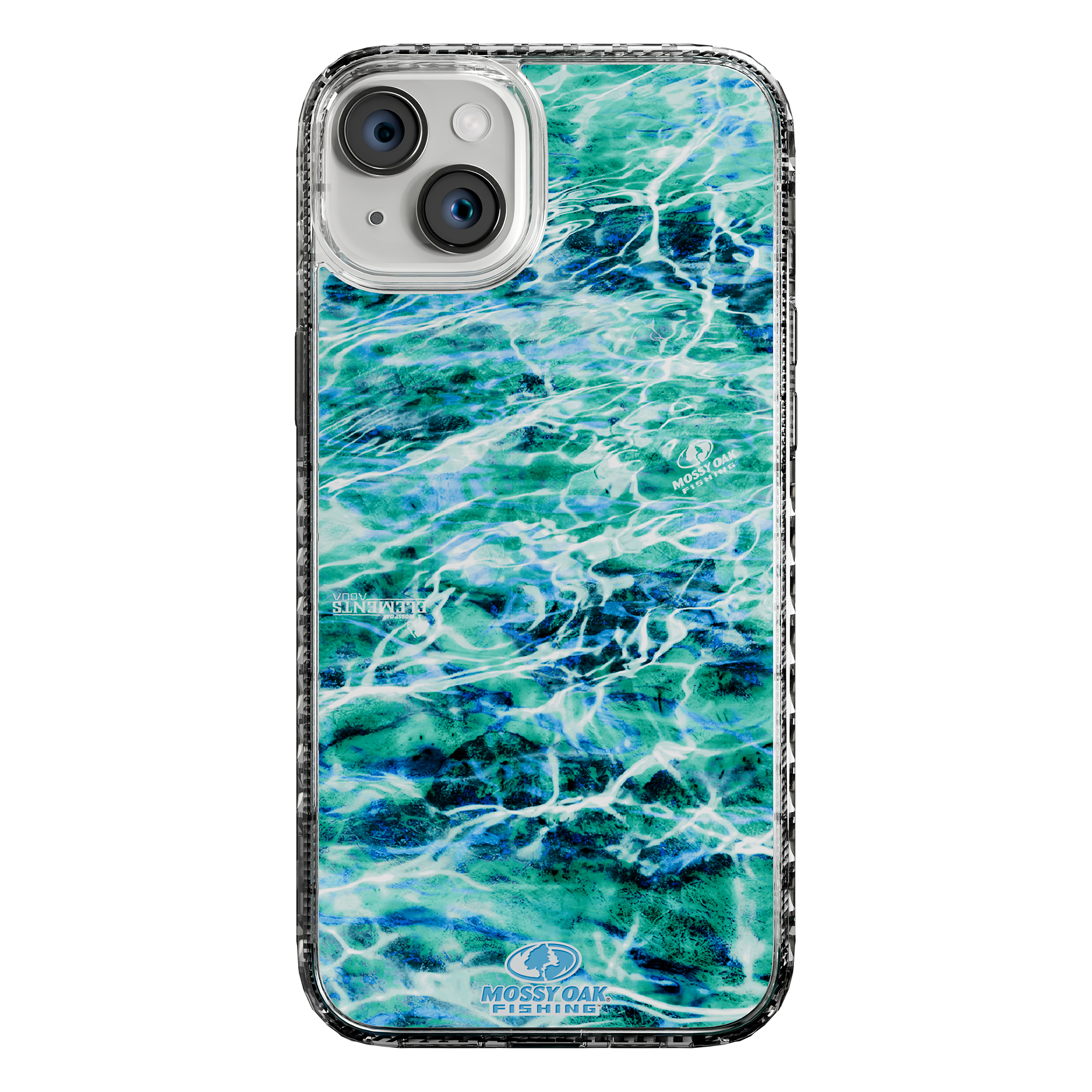 Slim MagSafe® Case for Apple iPhone 15 Plus | Mossy Oak Agua Seafoam Blue Camo Crystal Clear