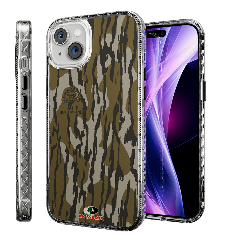 Slim MagSafe® Case for Apple iPhone 15 Plus | Mossy Oak Bottomland Camo Crystal Clear