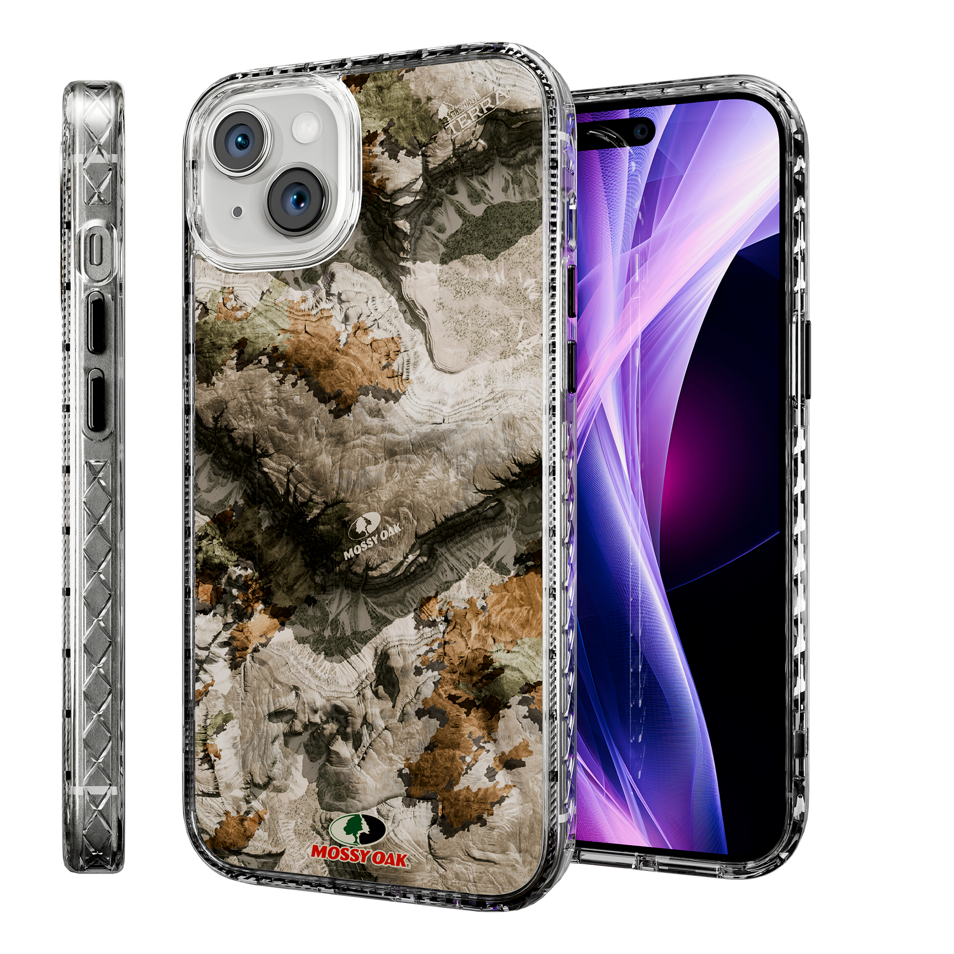 Slim MagSafe® Case for Apple iPhone 15 Plus | Mossy Oak Terra Gila Camo Crystal Clear
