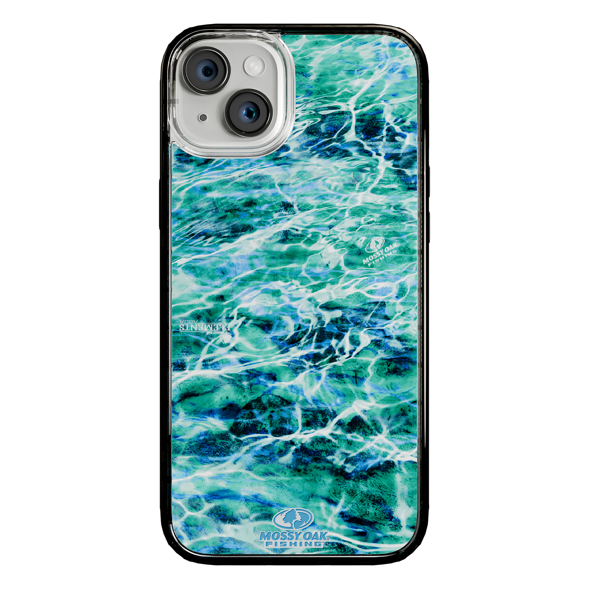 Slim MagSafe® Case for Apple iPhone 15 Plus | Mossy Oak Agua Seafoam Blue Camo Onyx Black