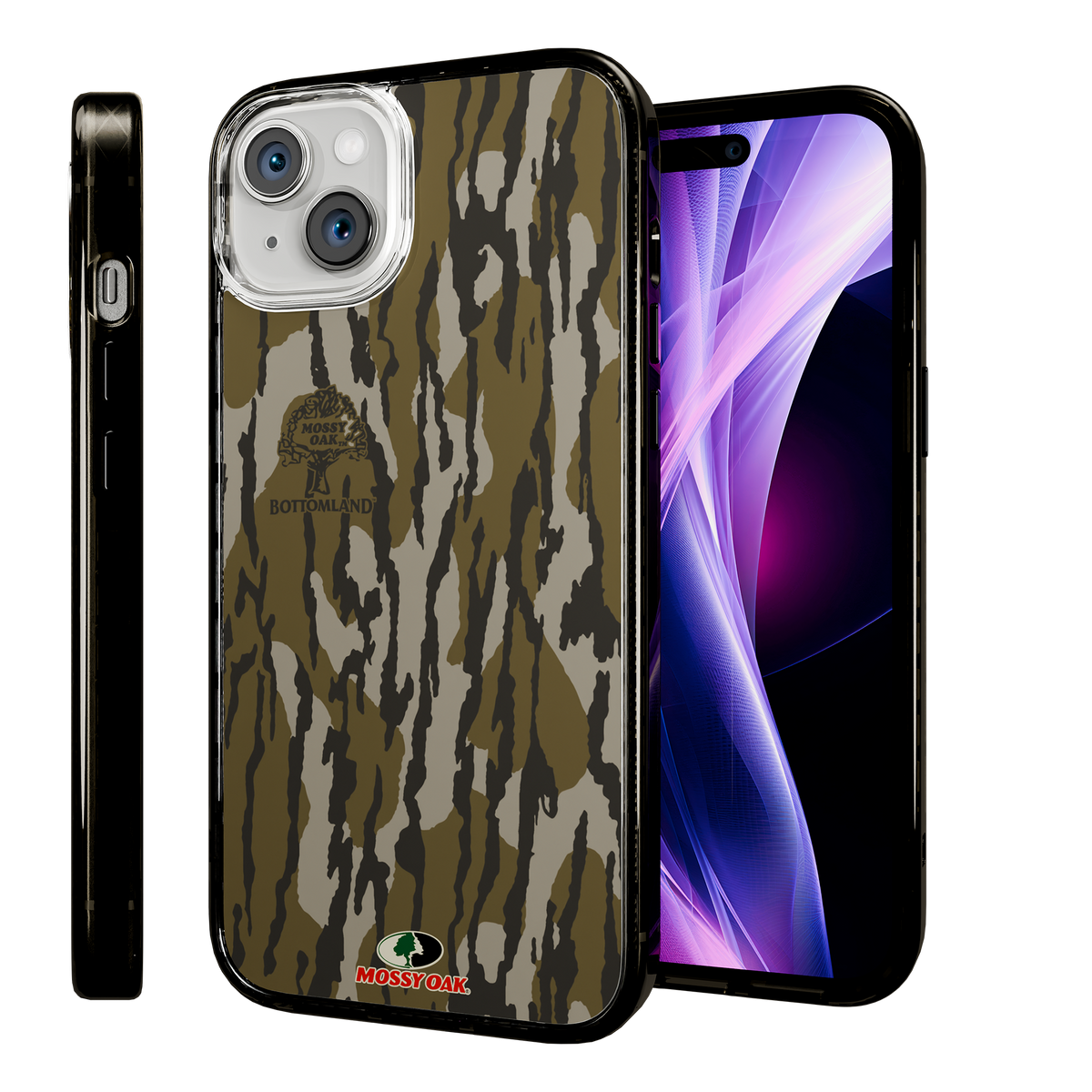 Slim MagSafe® Case for Apple iPhone 15 Plus | Mossy Oak Bottomland Camo Onyx Black