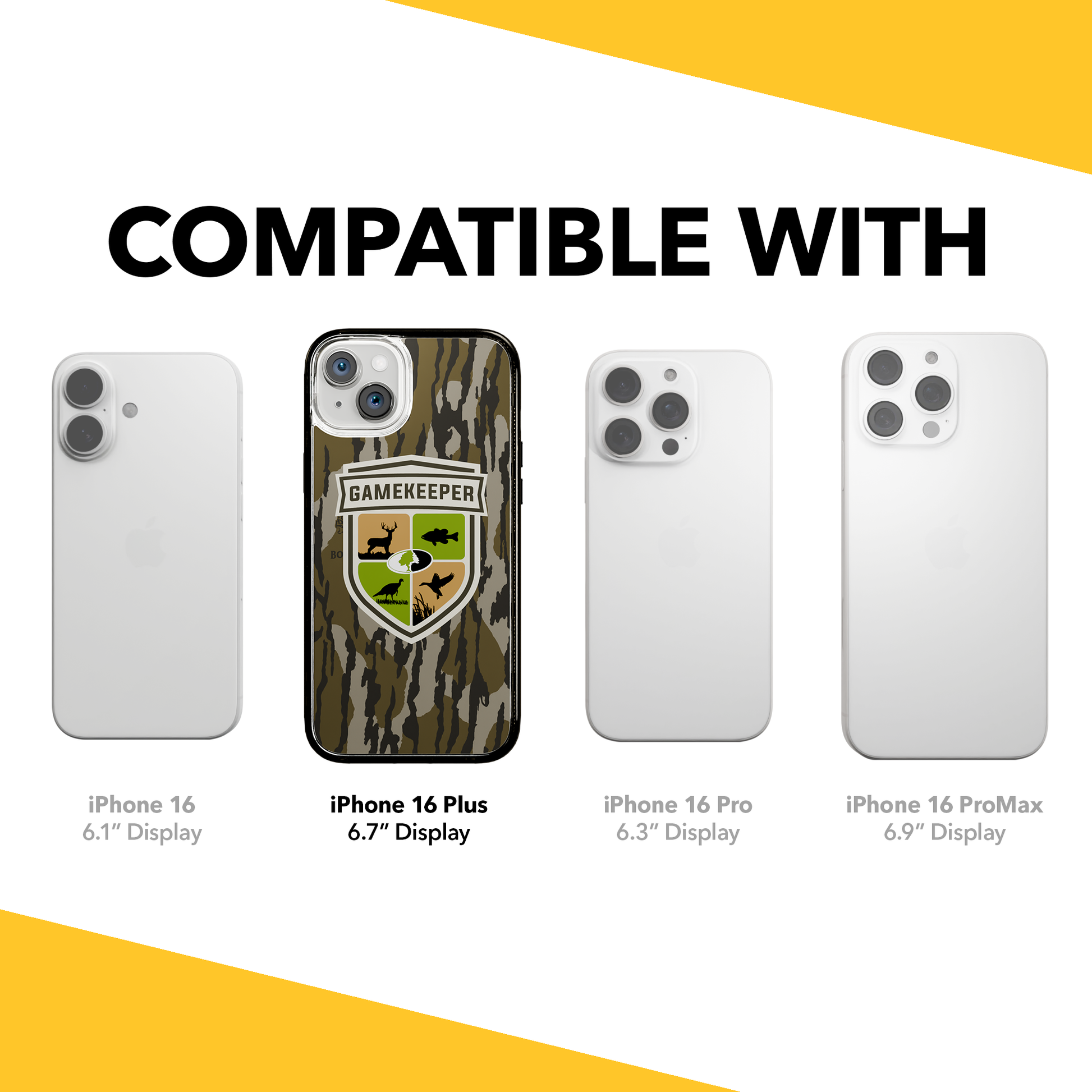 Slim MagSafe® Case for Apple iPhone 15 Plus | Mossy Oak Gamekeeper Bottomland Camo Onyx Black