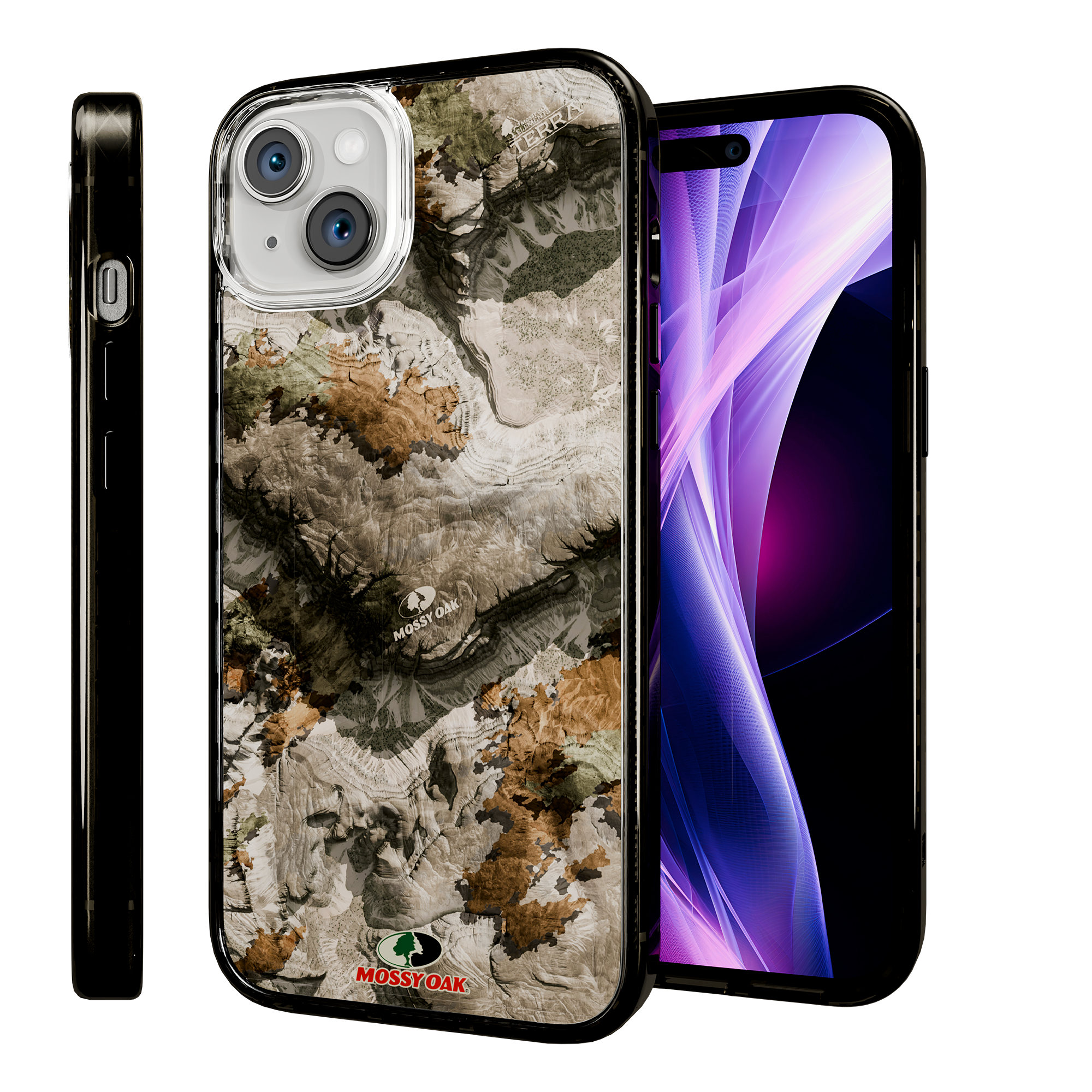 Slim MagSafe® Case for Apple iPhone 15 Plus | Mossy Oak Terra Gila Camo Onyx Black