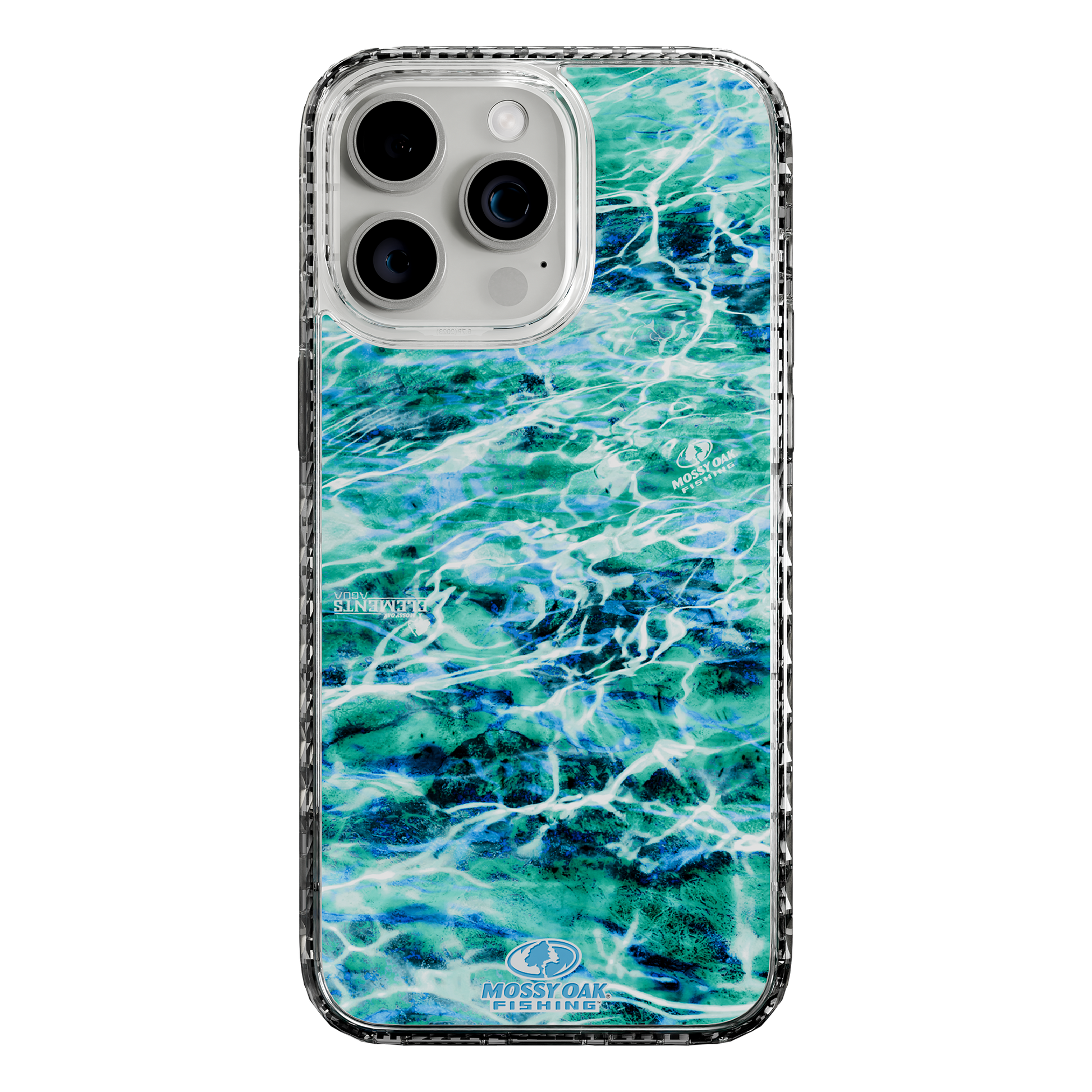 Slim MagSafe® Case for Apple iPhone 15 Pro Max | Mossy Oak Agua Seafoam Blue Camo Crystal Clear