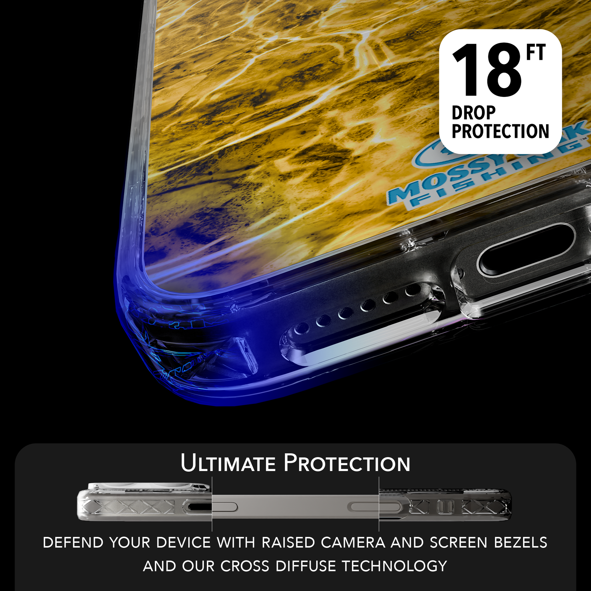 Slim MagSafe® Case for Apple iPhone 15 Pro Max | Mossy Oak Agua Yellowfin Camo Crystal Clear
