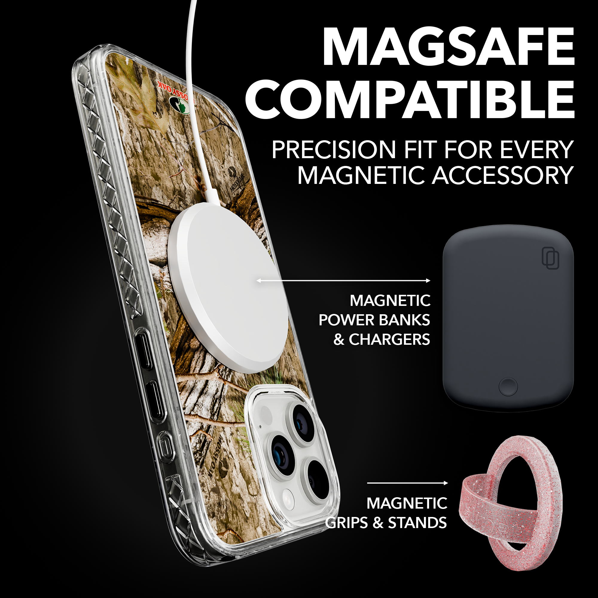 Slim MagSafe® Case for Apple iPhone 15 Pro Max | Mossy Oak Country DNA Camo Crystal Clear