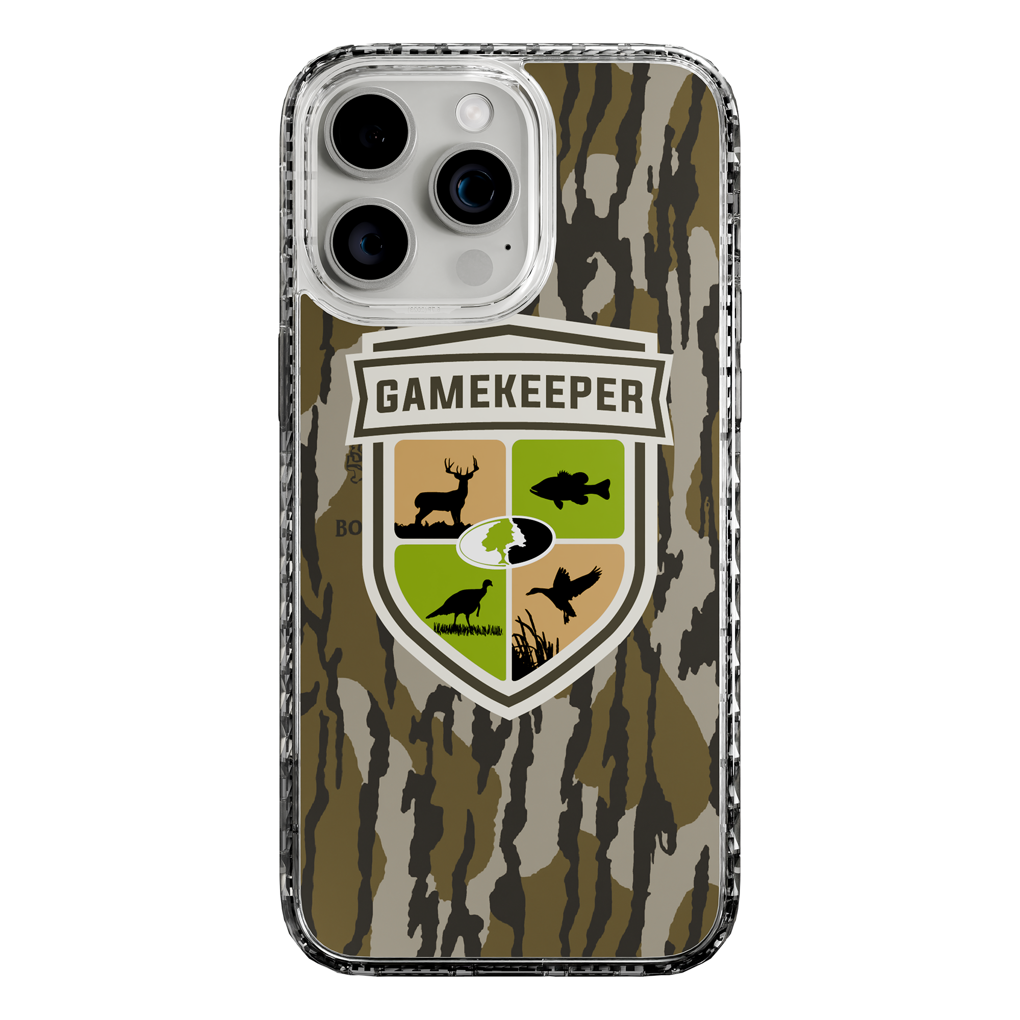 Slim MagSafe® Case for Apple iPhone 15 Pro Max | Mossy Oak Gamekeeper Bottomland Camo Crystal Clear