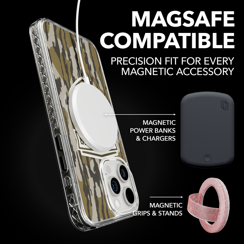 Slim MagSafe® Case for Apple iPhone 15 Pro Max | Mossy Oak Gamekeeper Bottomland Camo Crystal Clear