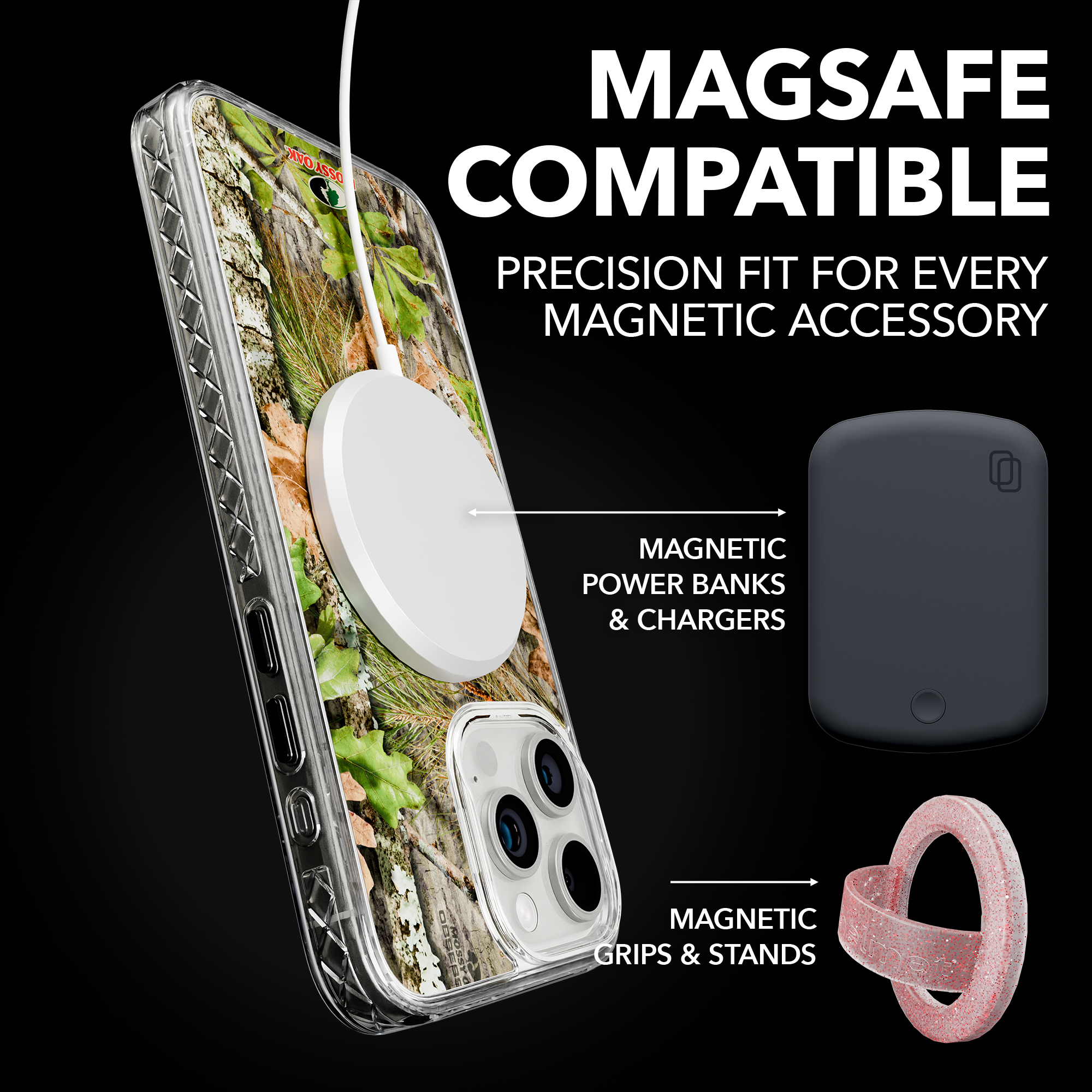 Slim MagSafe® Case for Apple iPhone 15 Pro Max | Mossy Oak Obsession Camo Crystal Clear