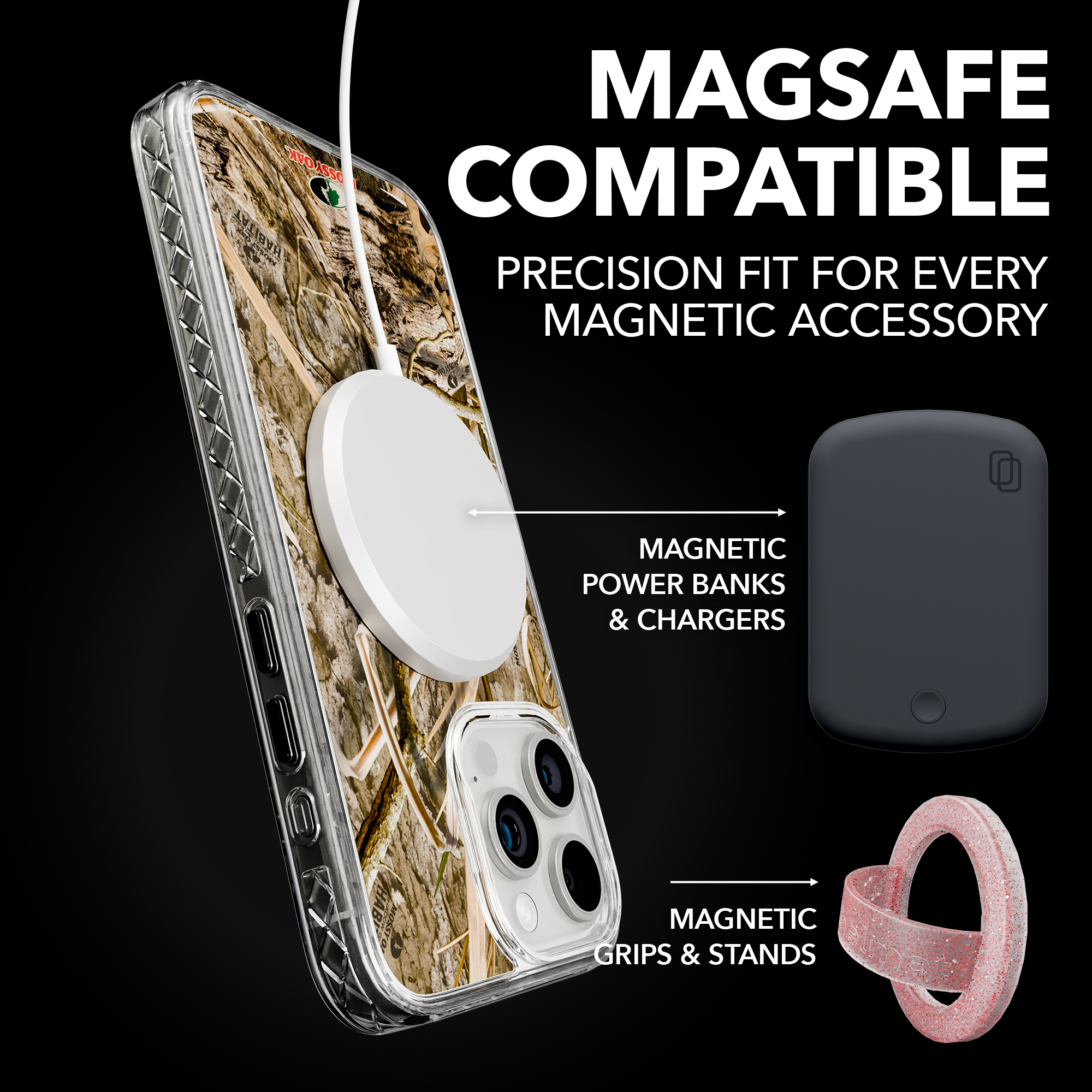 Slim MagSafe® Case for Apple iPhone 15 Pro Max | Mossy Oak Shadow Grass Camo Crystal Clear
