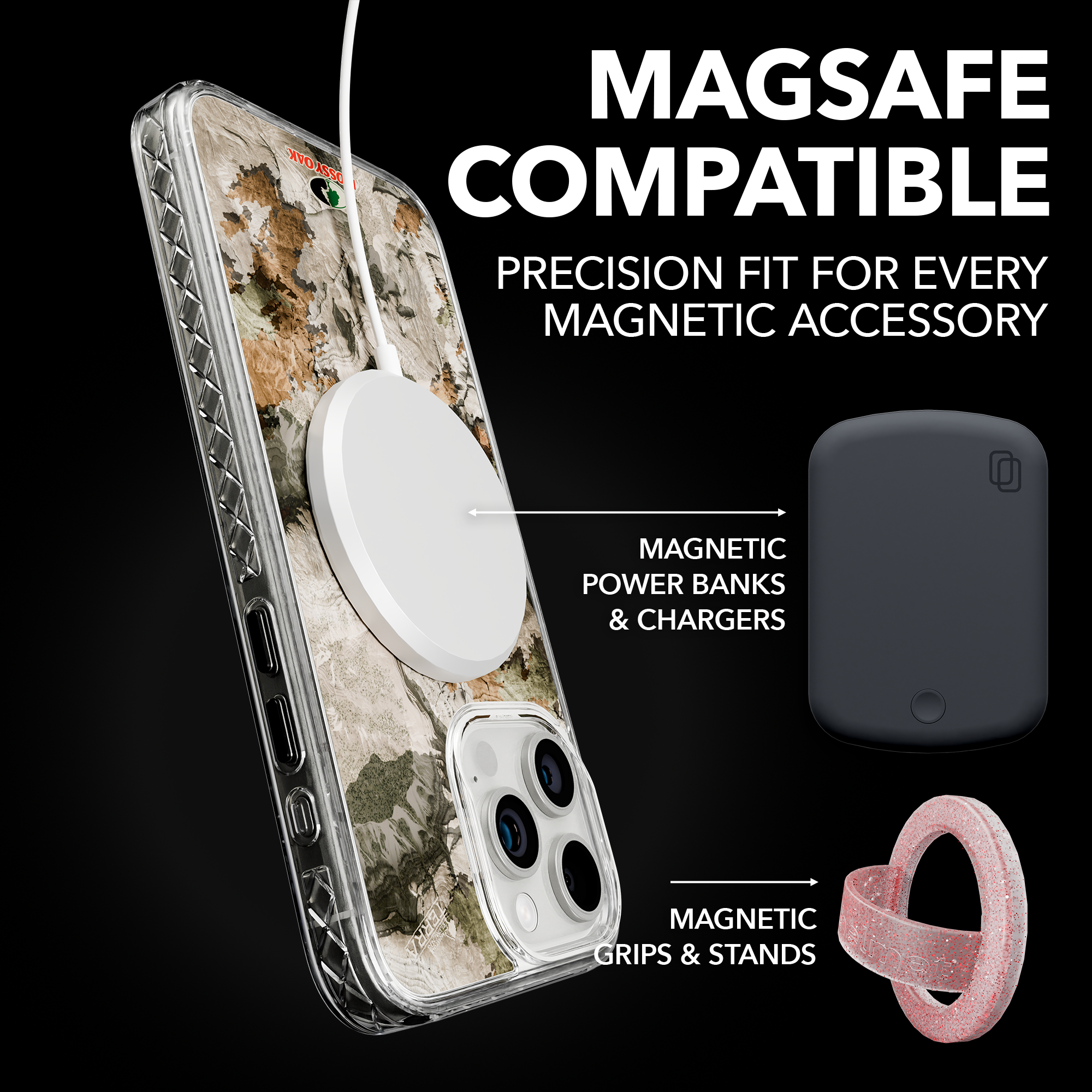 Slim MagSafe® Case for Apple iPhone 15 Pro Max | Mossy Oak Terra Gila Camo Crystal Clear