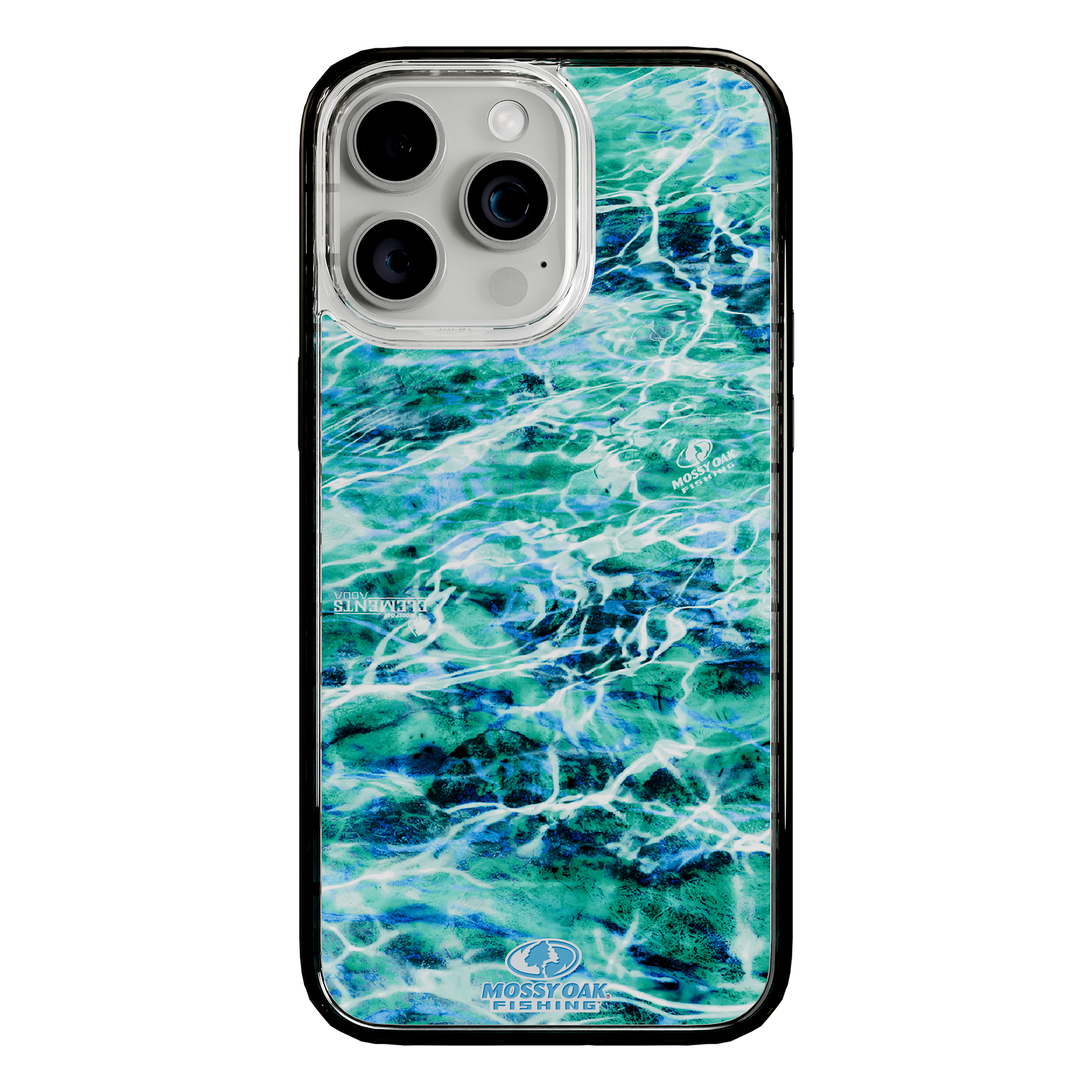 Slim MagSafe® Case for Apple iPhone 15 Pro Max | Mossy Oak Agua Seafoam Blue Camo Onyx Black