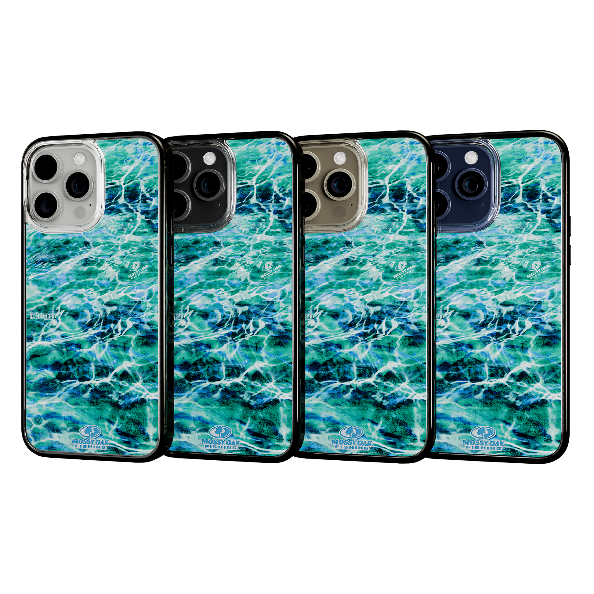 Slim MagSafe® Case for Apple iPhone 15 Pro Max | Mossy Oak Agua Seafoam Blue Camo Onyx Black