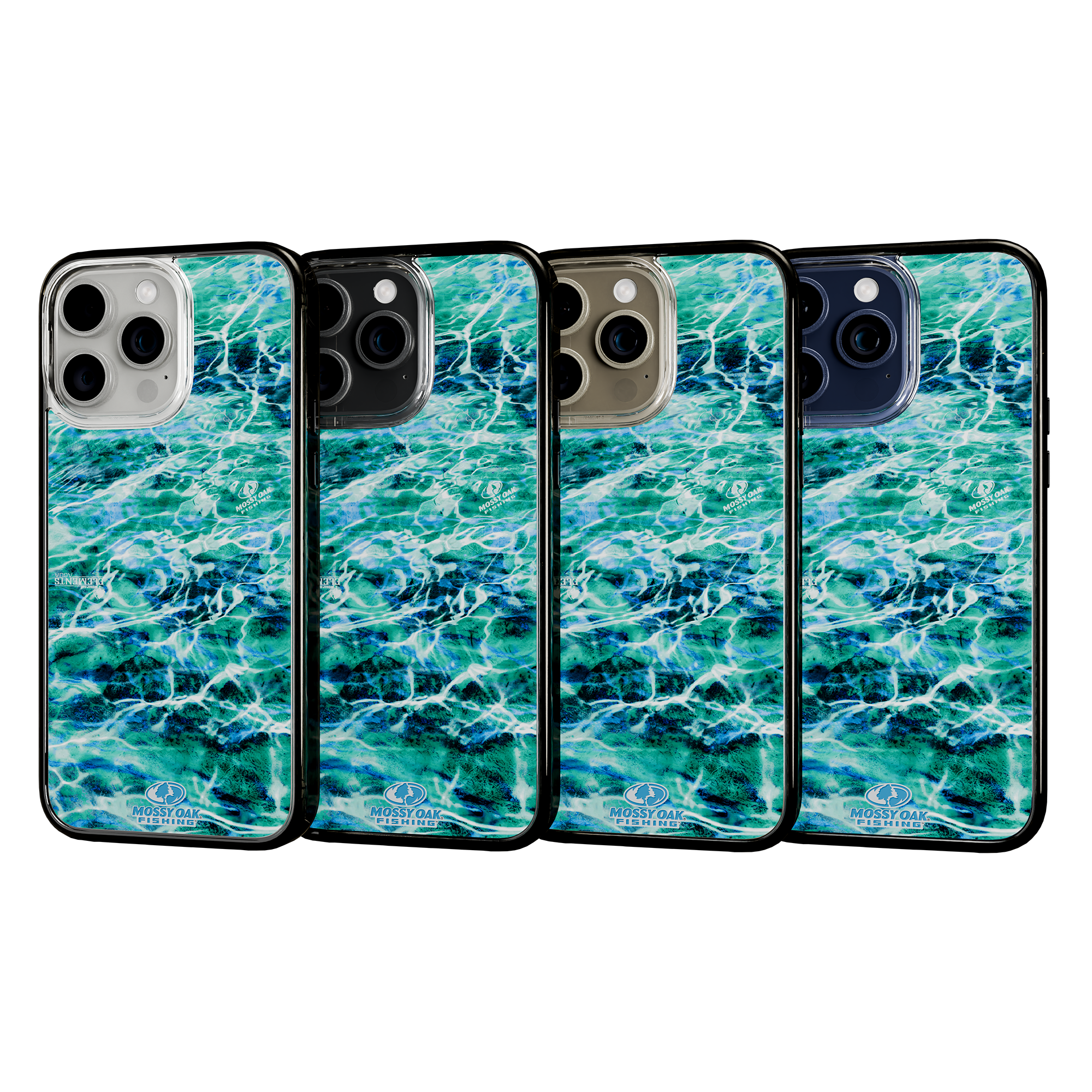 Slim MagSafe® Case for Apple iPhone 15 Pro Max | Mossy Oak Agua Seafoam Blue Camo Onyx Black