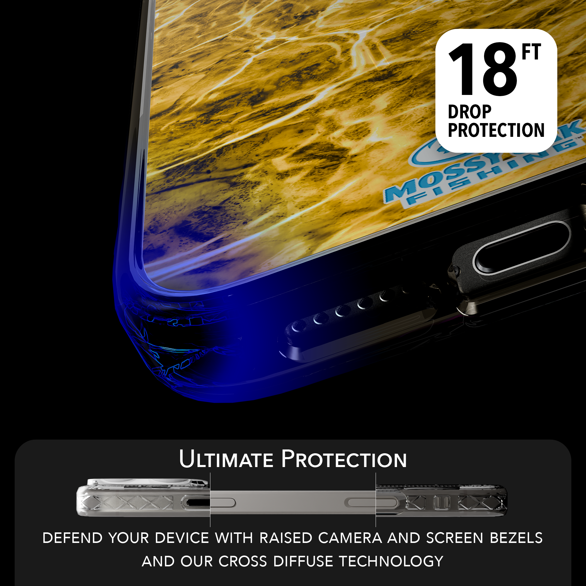 Slim MagSafe® Case for Apple iPhone 15 Pro Max | Mossy Oak Agua Yellowfin Camo Onyx Black