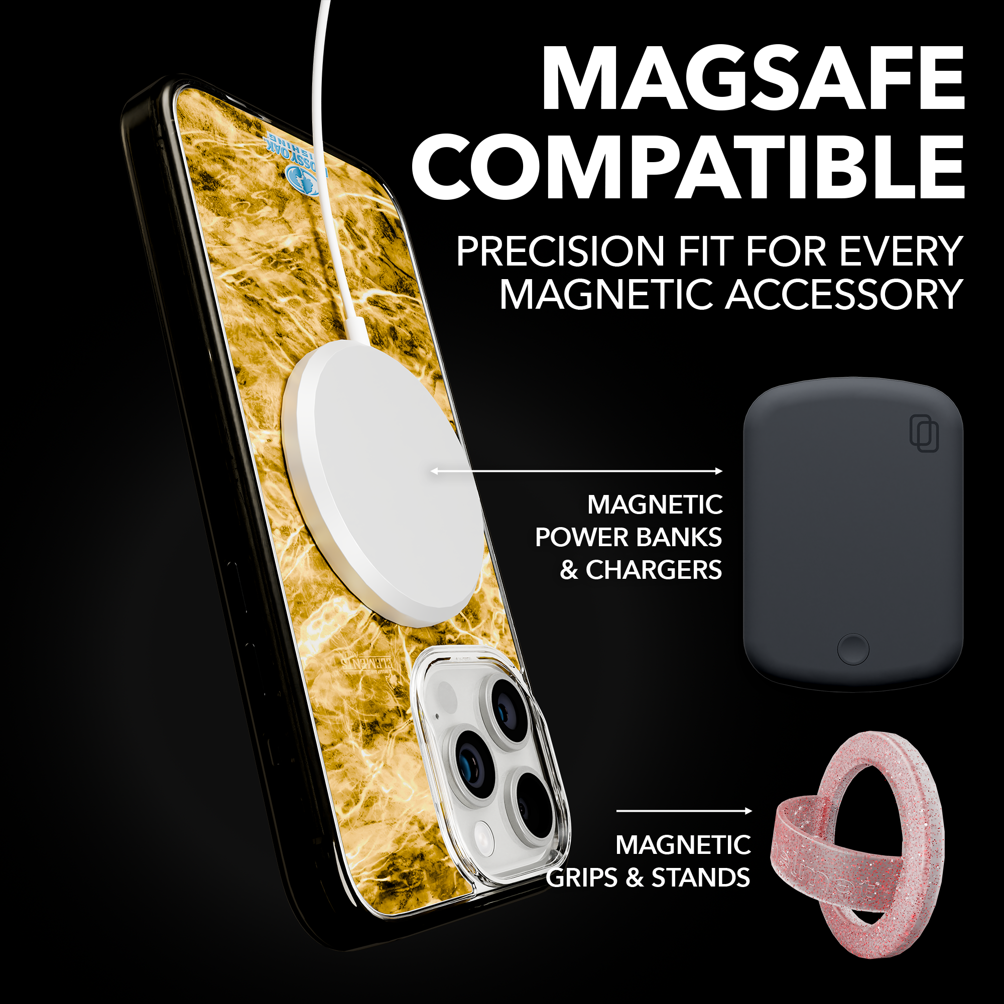 Slim MagSafe® Case for Apple iPhone 15 Pro Max | Mossy Oak Agua Yellowfin Camo Onyx Black