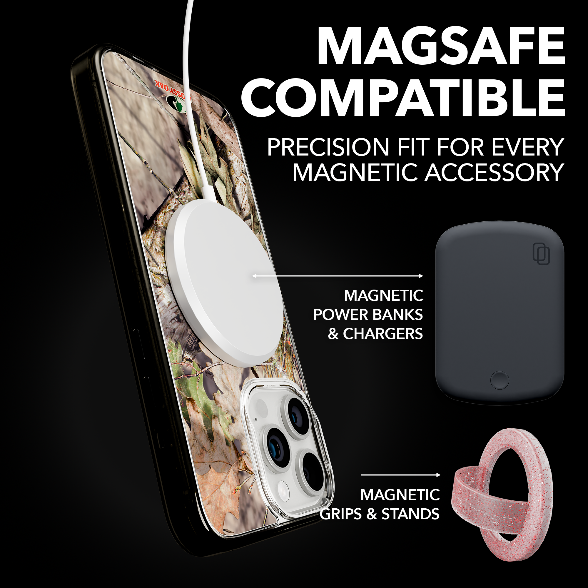 Slim MagSafe® Case for Apple iPhone 15 Pro Max | Mossy Oak Breakup Country Camo Onyx Black