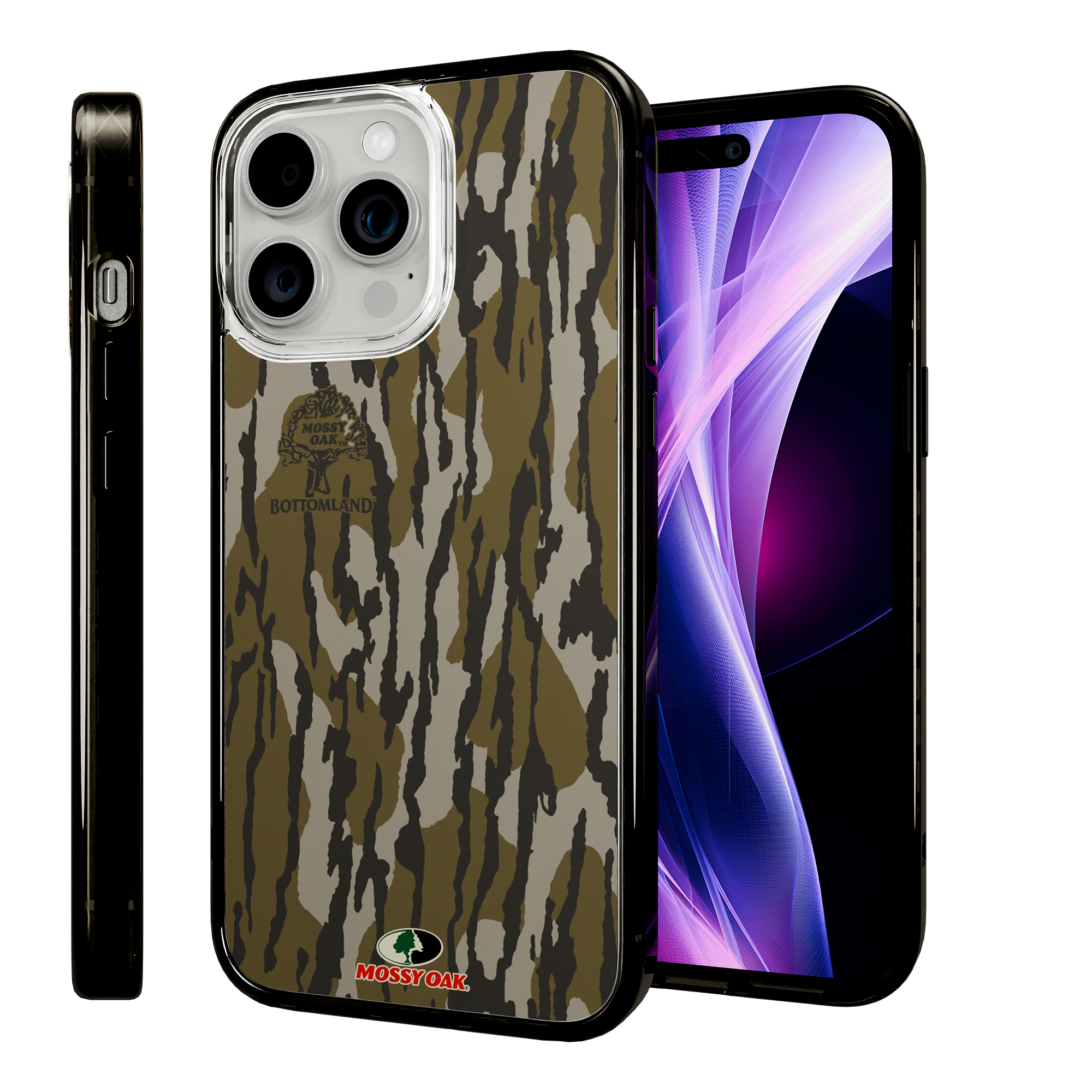 Slim MagSafe® Case for Apple iPhone 15 Pro Max | Mossy Oak Bottomland Camo Onyx Black