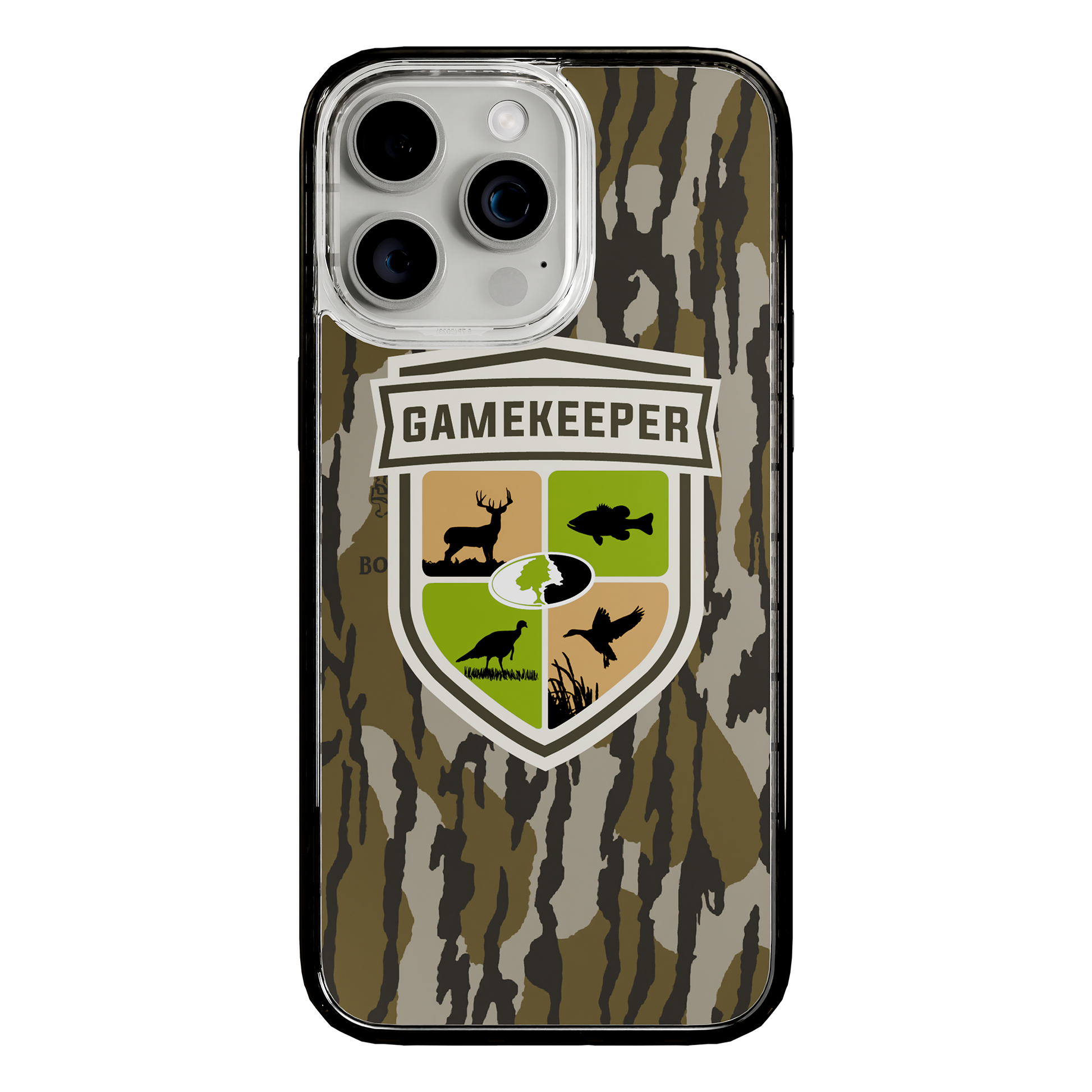 Slim MagSafe® Case for Apple iPhone 15 Pro Max | Mossy Oak Gamekeeper Bottomland Camo Onyx Black