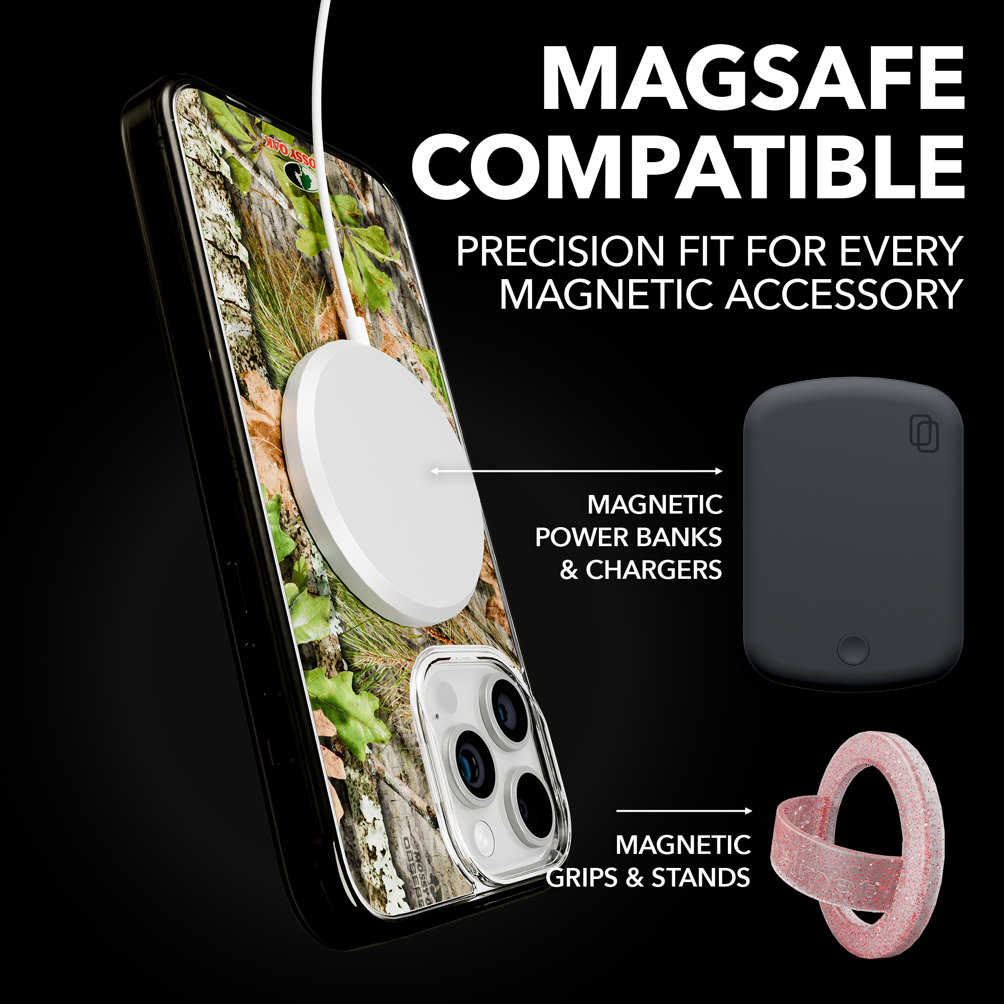 Slim MagSafe® Case for Apple iPhone 15 Pro Max | Mossy Oak Obsession Camo Onyx Black