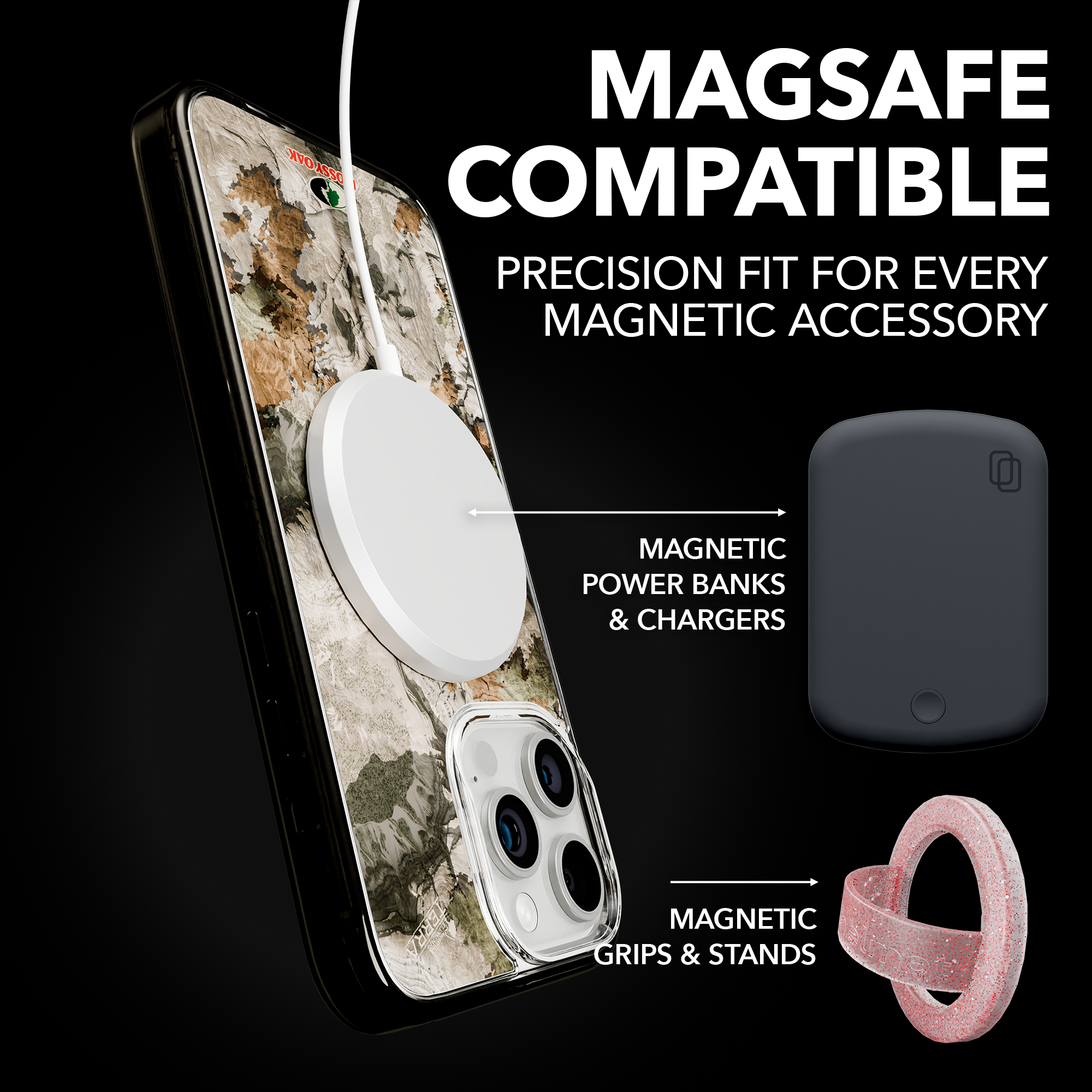 Slim MagSafe® Case for Apple iPhone 15 Pro Max | Mossy Oak Terra Gila Camo Onyx Black