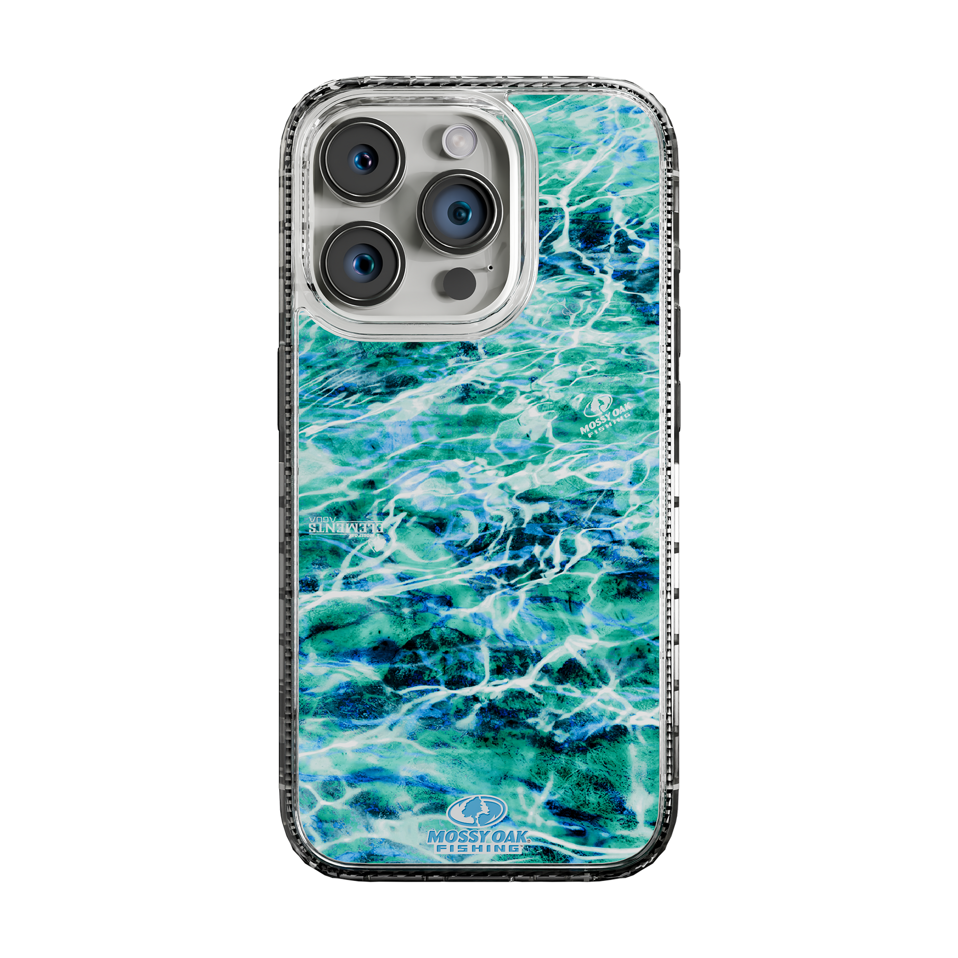 Slim MagSafe® Case for Apple iPhone 15 Pro | Mossy Oak Agua Seafoam Blue Camo Crystal Clear