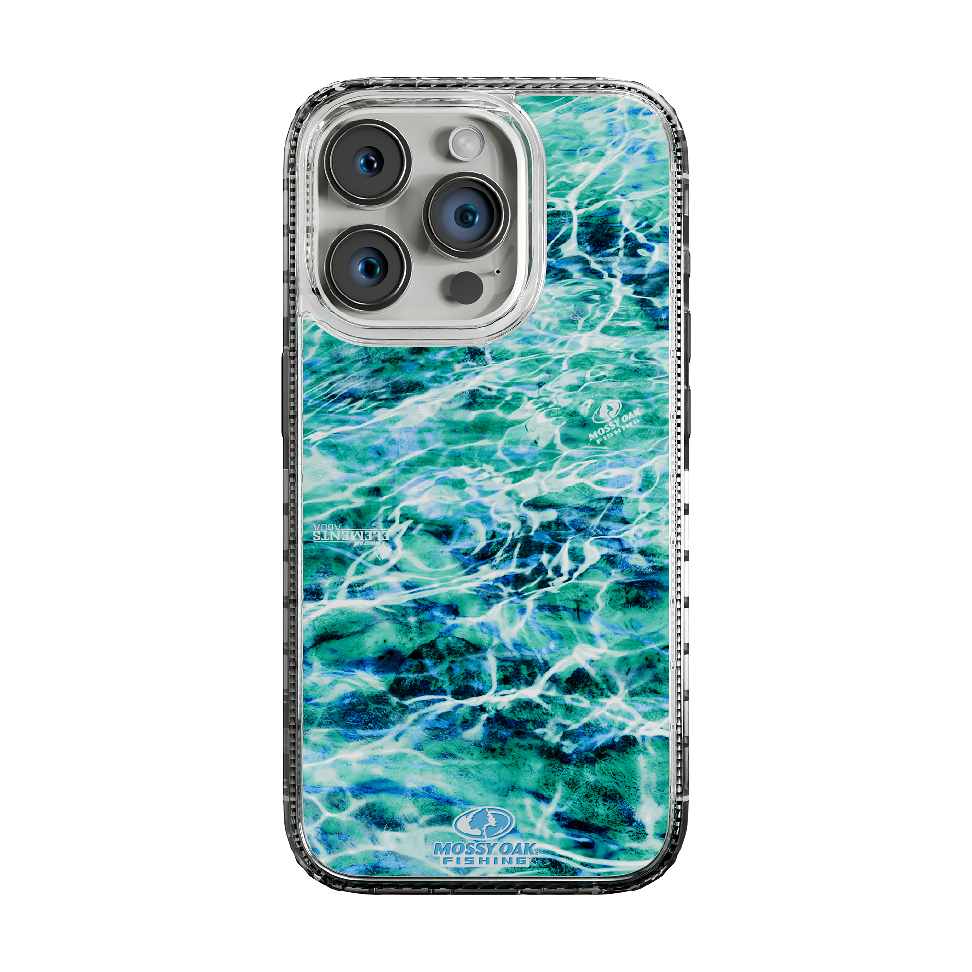 Slim MagSafe® Case for Apple iPhone 15 Pro | Mossy Oak Agua Seafoam Blue Camo Crystal Clear