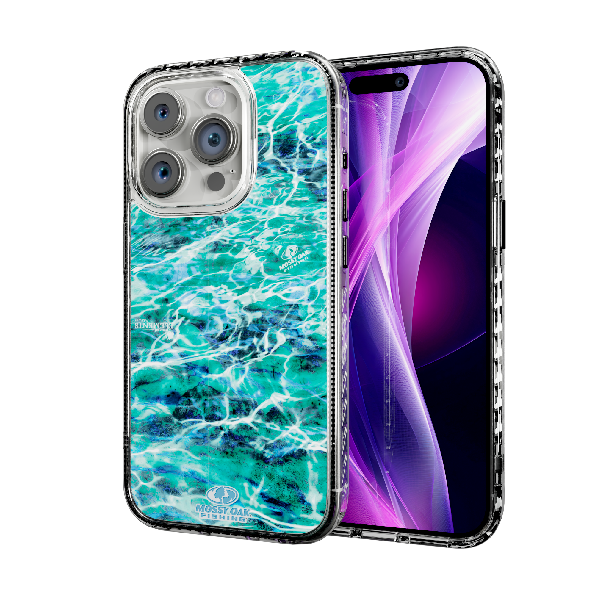 Mossy Oak Magnitude Series for Apple iPhone 15 Pro - Agua Seafoam Crystal Clear