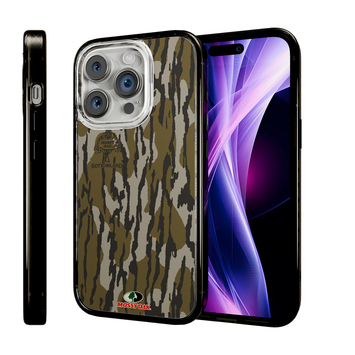 Slim MagSafe® Case for Apple iPhone 15 Pro | Mossy Oak Bottomland Camo Onyx Black