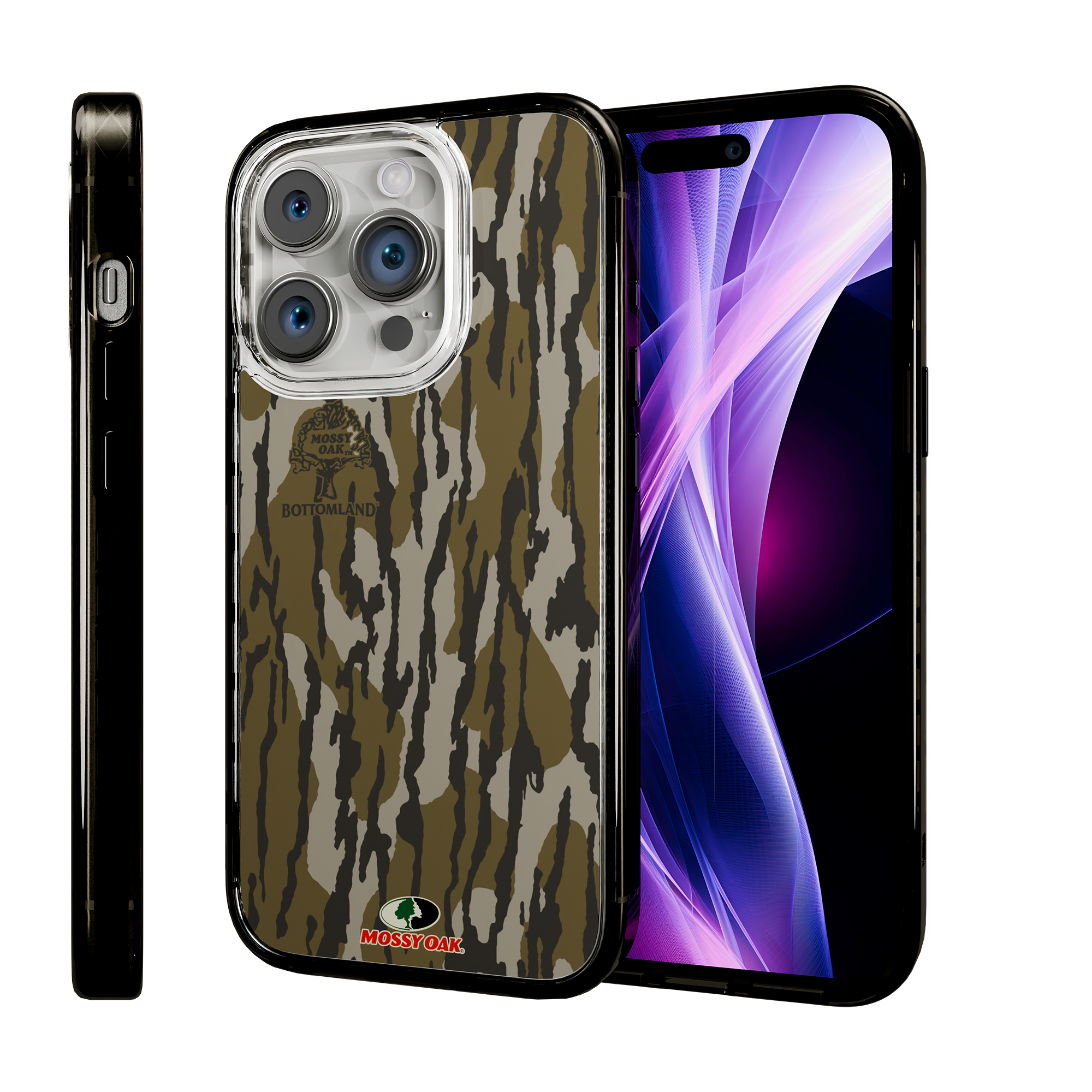 Slim MagSafe® Case for Apple iPhone 15 Pro | Mossy Oak Bottomland Camo Onyx Black