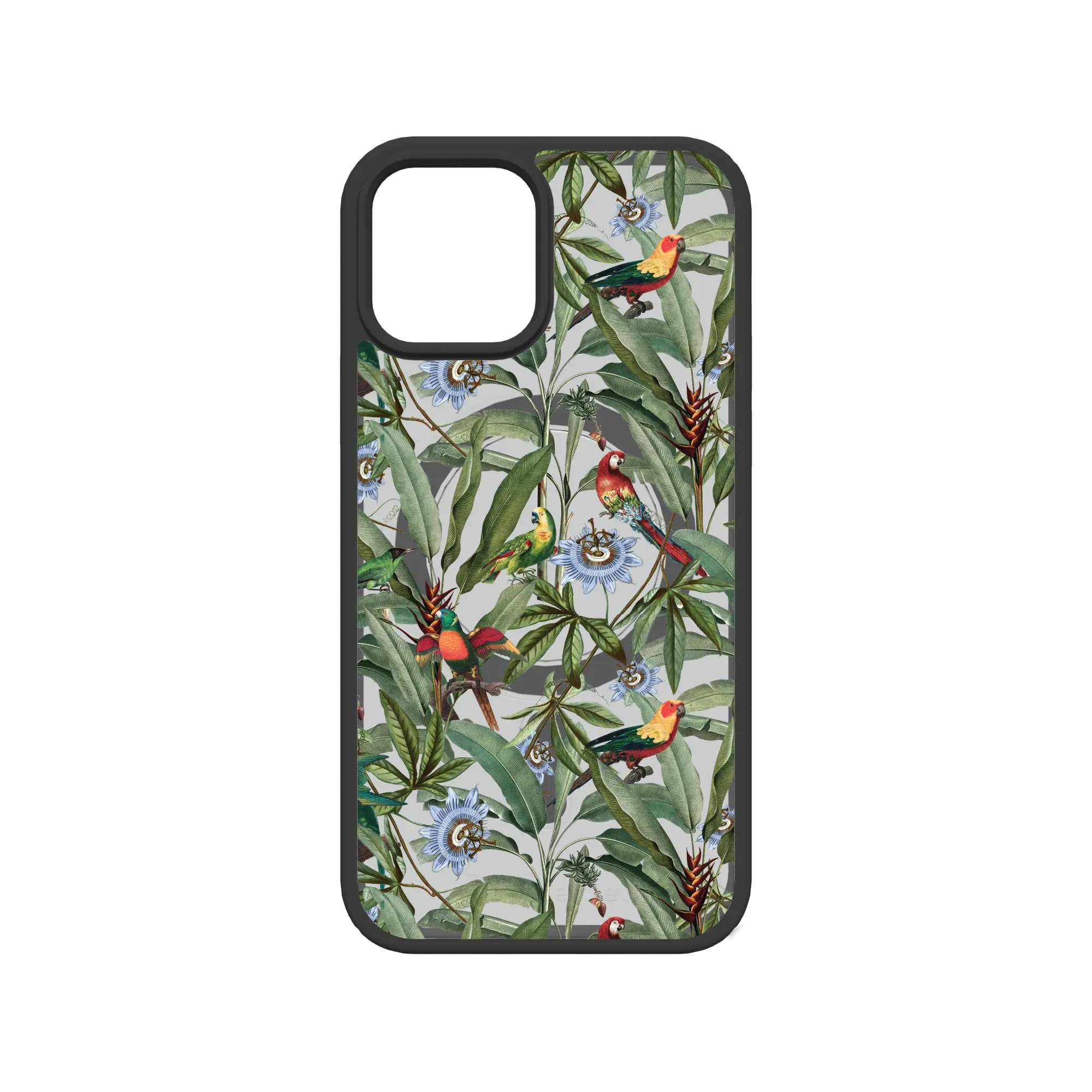 Apple-iPhone-12-12-Pro-Crystal-Clear Parrot Haven | Protective MagSafe Parrot Floral Case | Birds and Bees Collection for Apple iPhone 12 Series cellhelmet cellhelmet