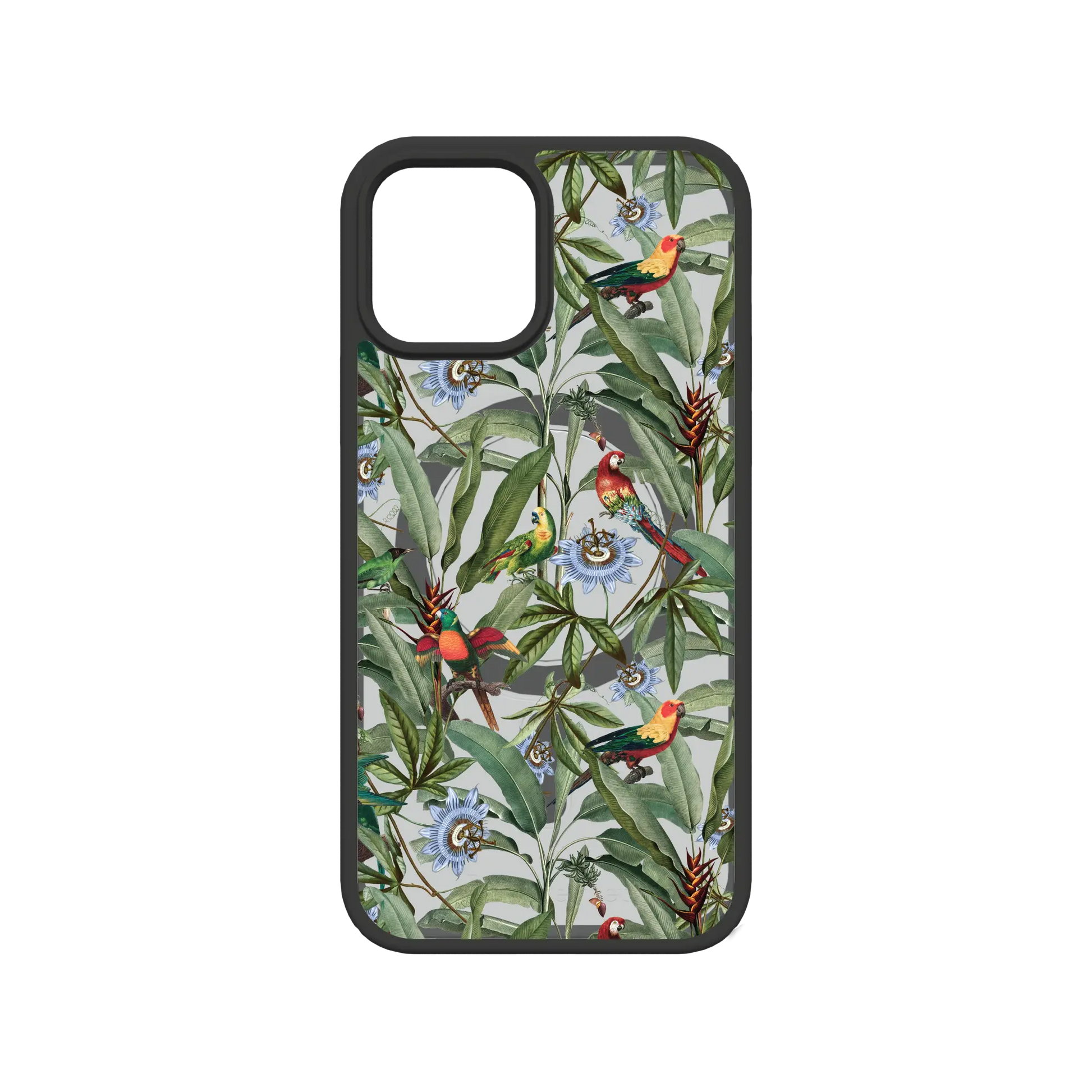 Apple-iPhone-12-12-Pro-Crystal-Clear Parrot Haven | Protective MagSafe Parrot Floral Case | Birds and Bees Collection for Apple iPhone 12 Series cellhelmet cellhelmet