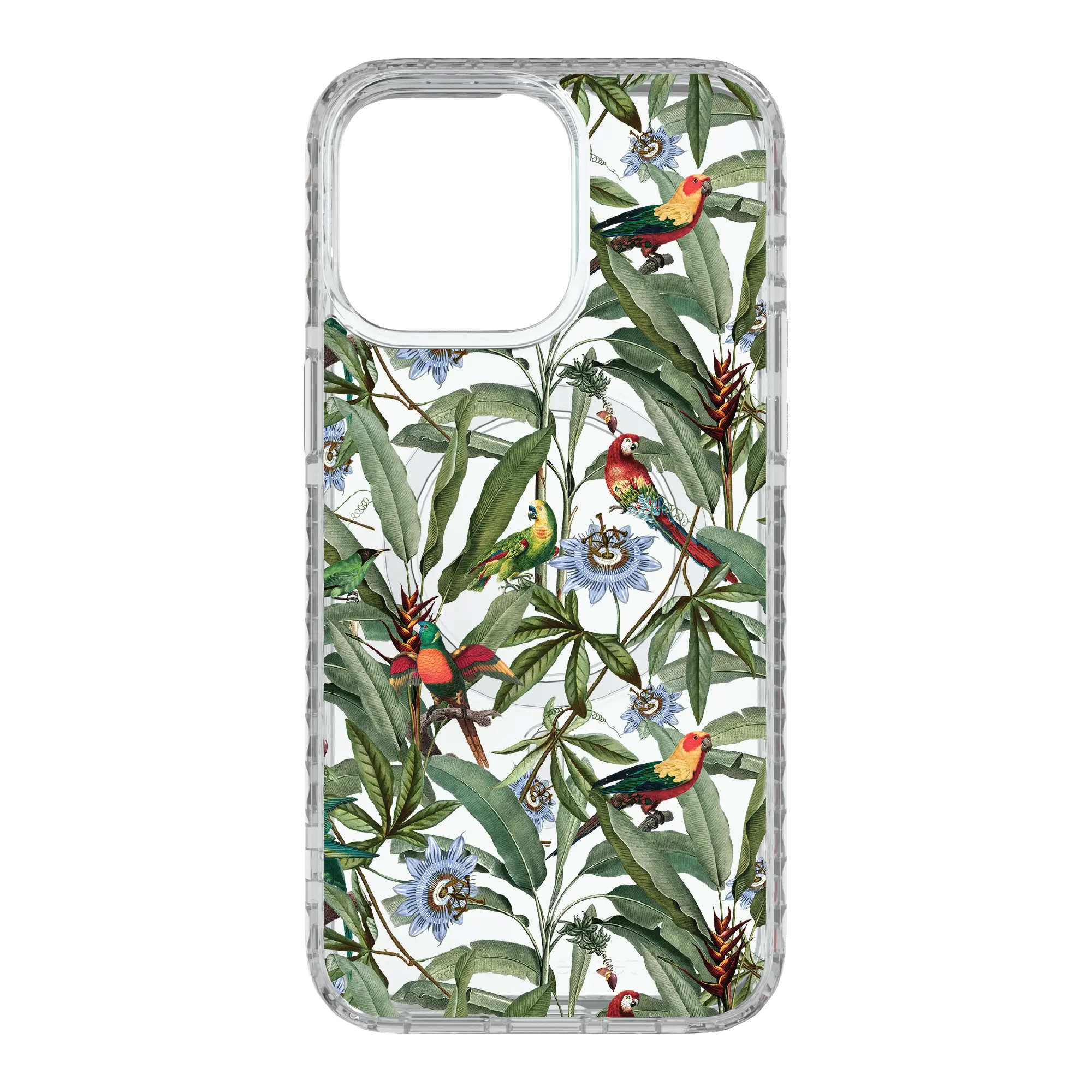 Apple-iPhone-15-Pro-Max-Crystal-Clear Parrot Haven | Protective MagSafe Parrot Floral Case | Birds and Bees Collection for Apple iPhone 15 Series cellhelmet cellhelmet