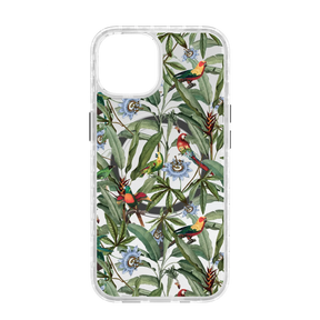 Apple-iPhone-14-Crystal-Clear Parrot Haven | Protective MagSafe Parrot Floral Case | Birds and Bees Series for Apple iPhone 14 Series cellhelmet cellhelmet