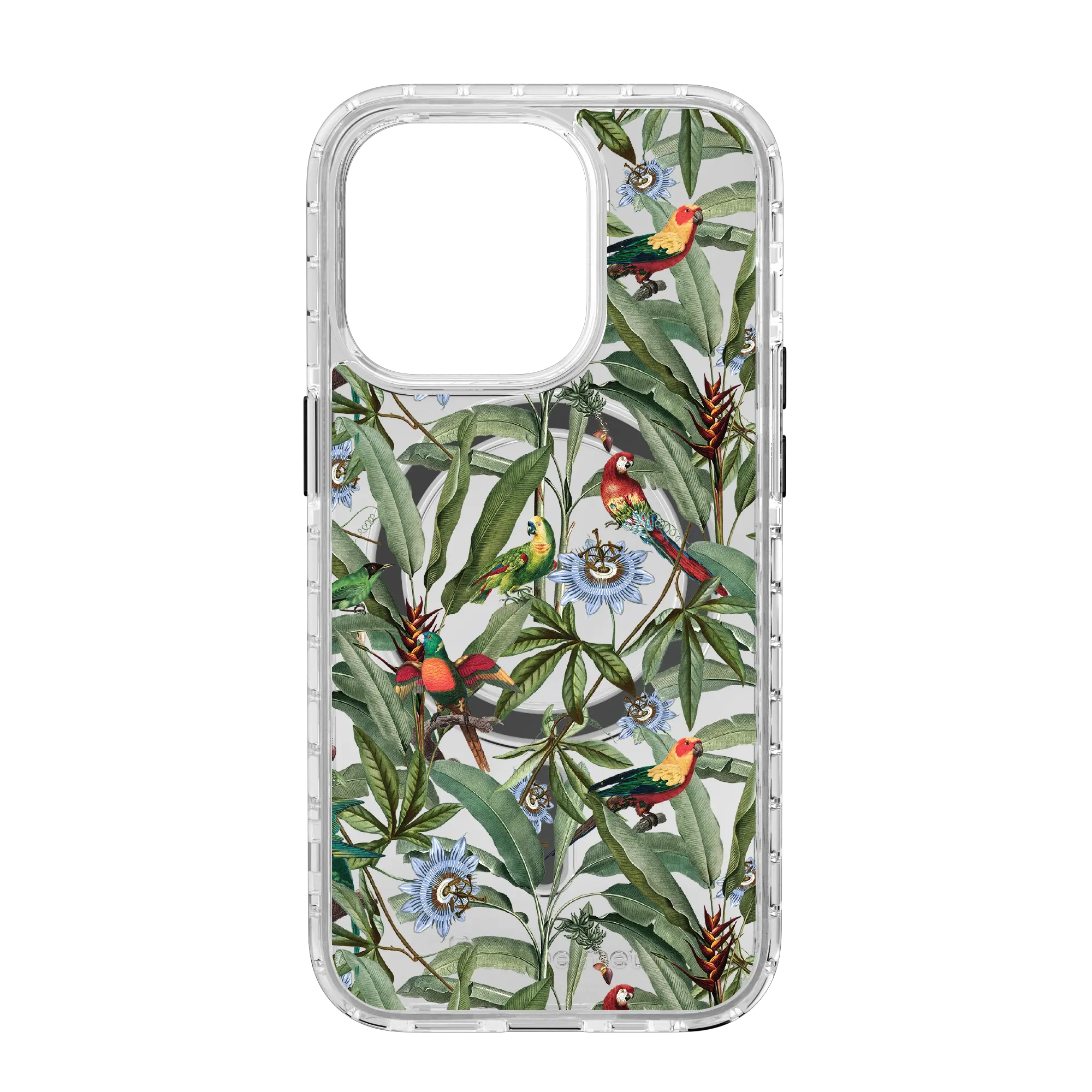 Apple-iPhone-14-Pro-Crystal-Clear Parrot Haven | Protective MagSafe Parrot Floral Case | Birds and Bees Series for Apple iPhone 14 Series cellhelmet cellhelmet
