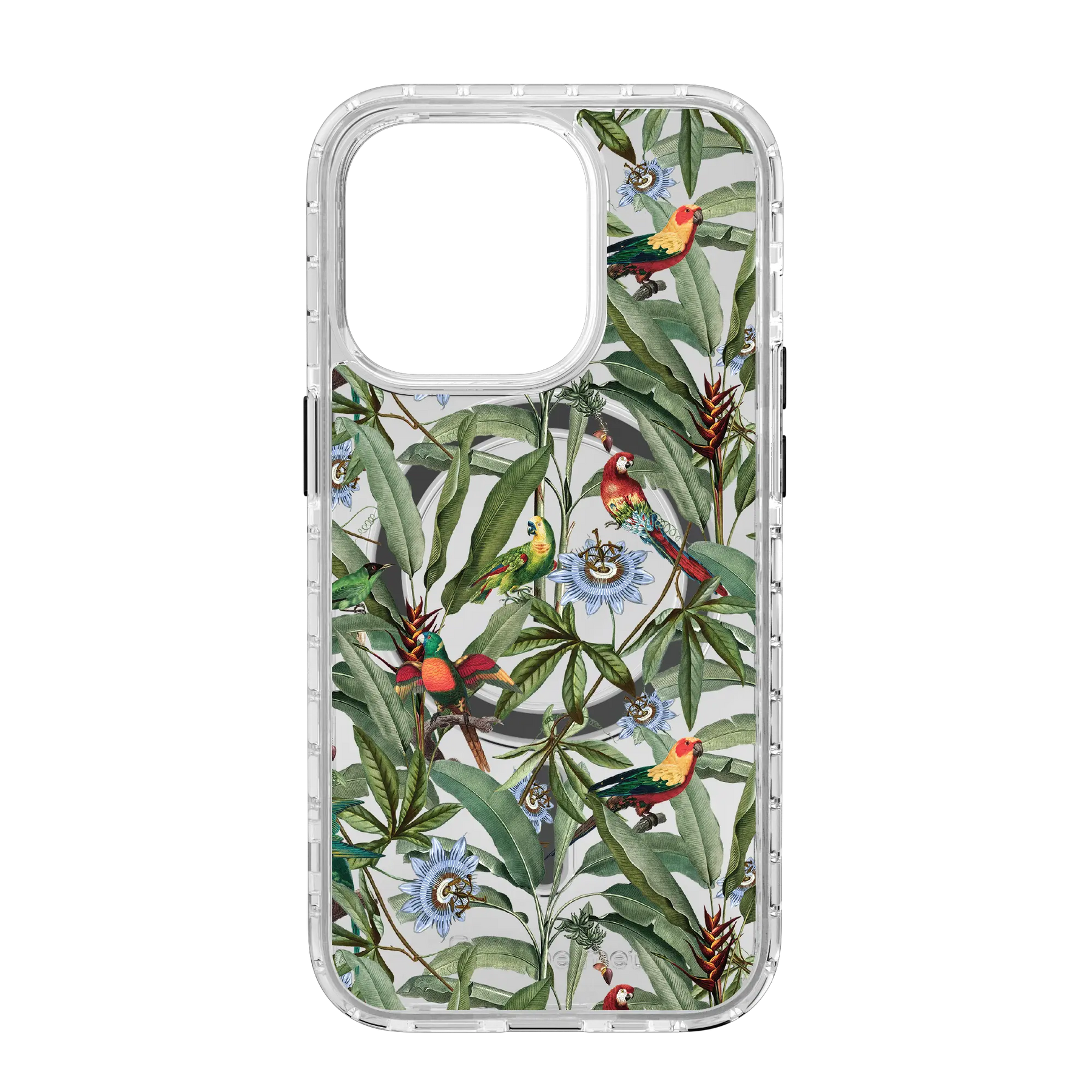 Apple-iPhone-14-Pro-Crystal-Clear Parrot Haven | Protective MagSafe Parrot Floral Case | Birds and Bees Series for Apple iPhone 14 Series cellhelmet cellhelmet