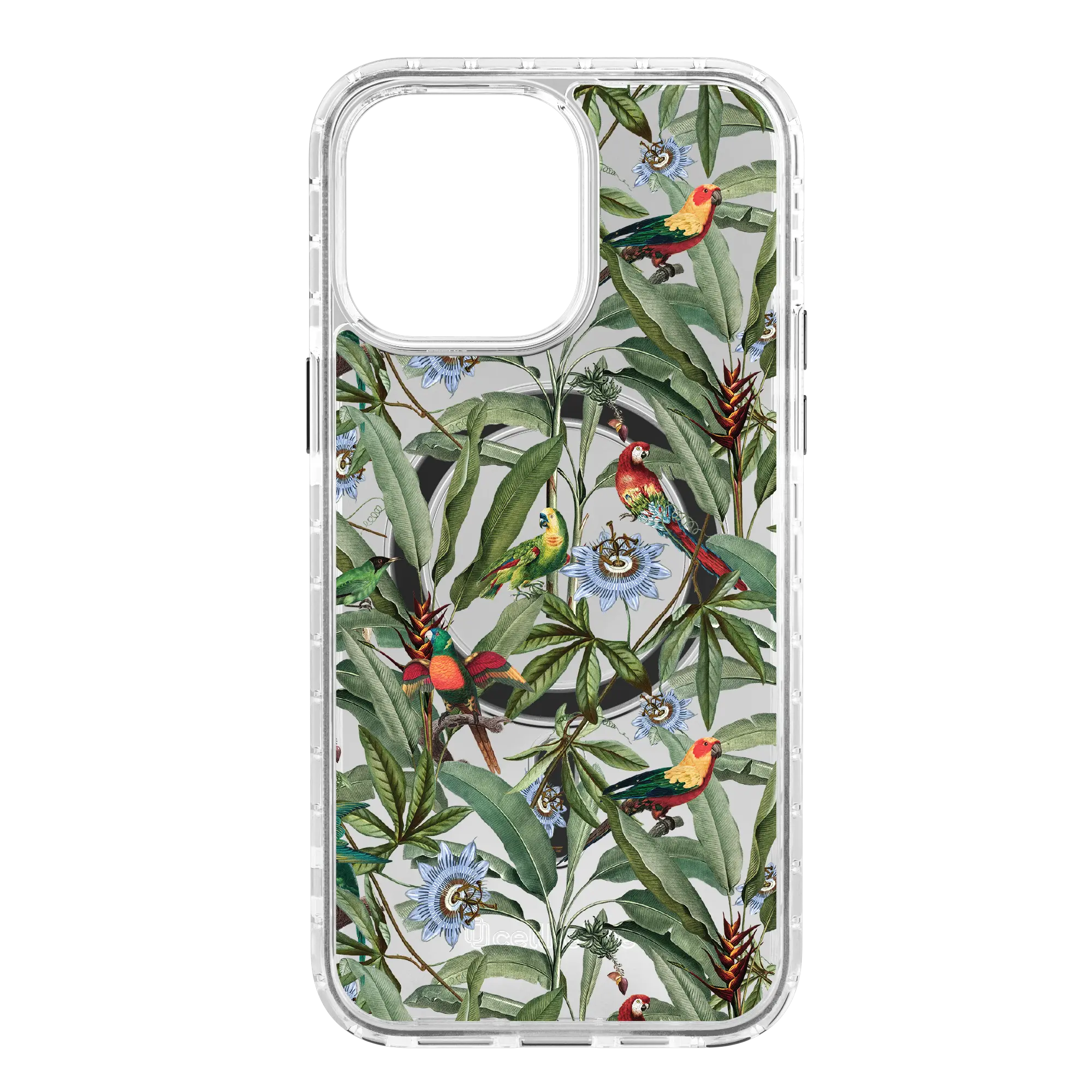 Apple-iPhone-14-Pro-Max-Crystal-Clear Parrot Haven | Protective MagSafe Parrot Floral Case | Birds and Bees Series for Apple iPhone 14 Series cellhelmet cellhelmet