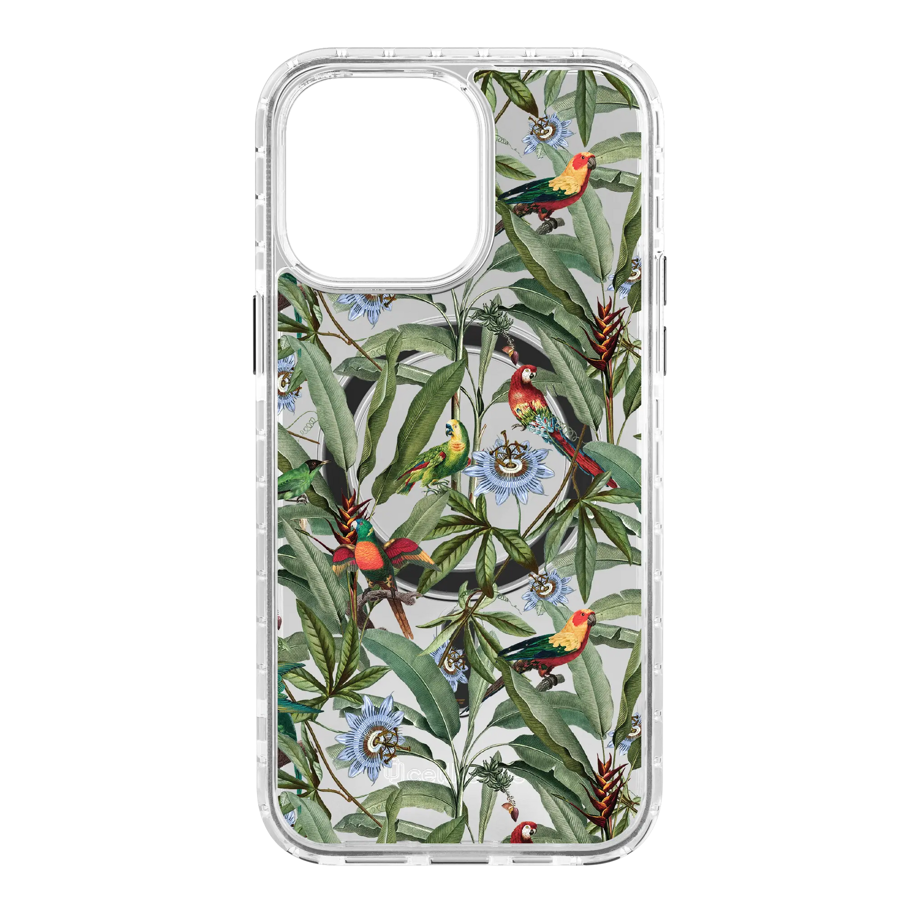 Apple-iPhone-14-Pro-Max-Crystal-Clear Parrot Haven | Protective MagSafe Parrot Floral Case | Birds and Bees Series for Apple iPhone 14 Series cellhelmet cellhelmet