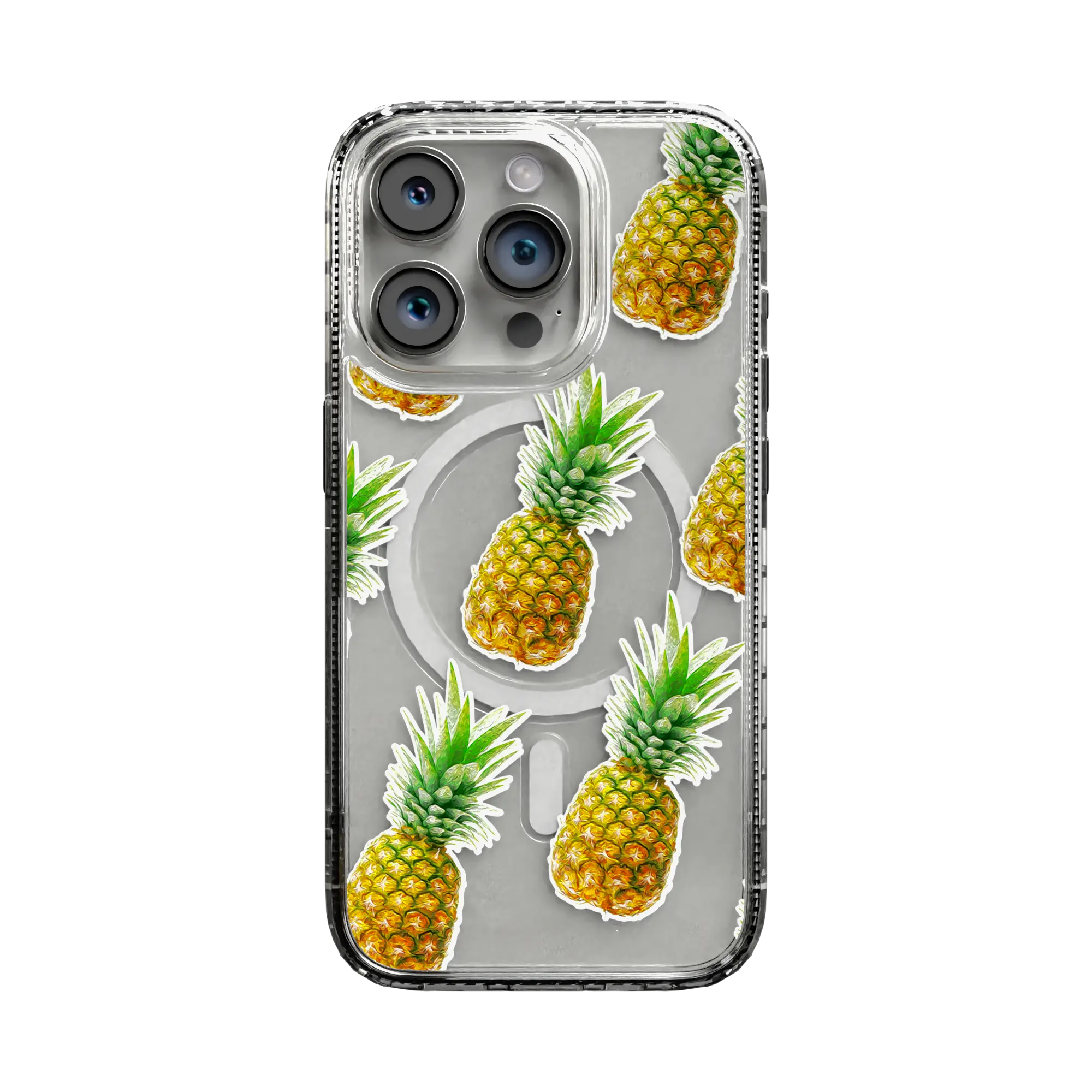 Apple-iPhone-15-Pro-Crystal-Clear Pineapple Splash | Protective MagSafe Case | Fruits Collection for Apple iPhone 15 Series cellhelmet cellhelmet