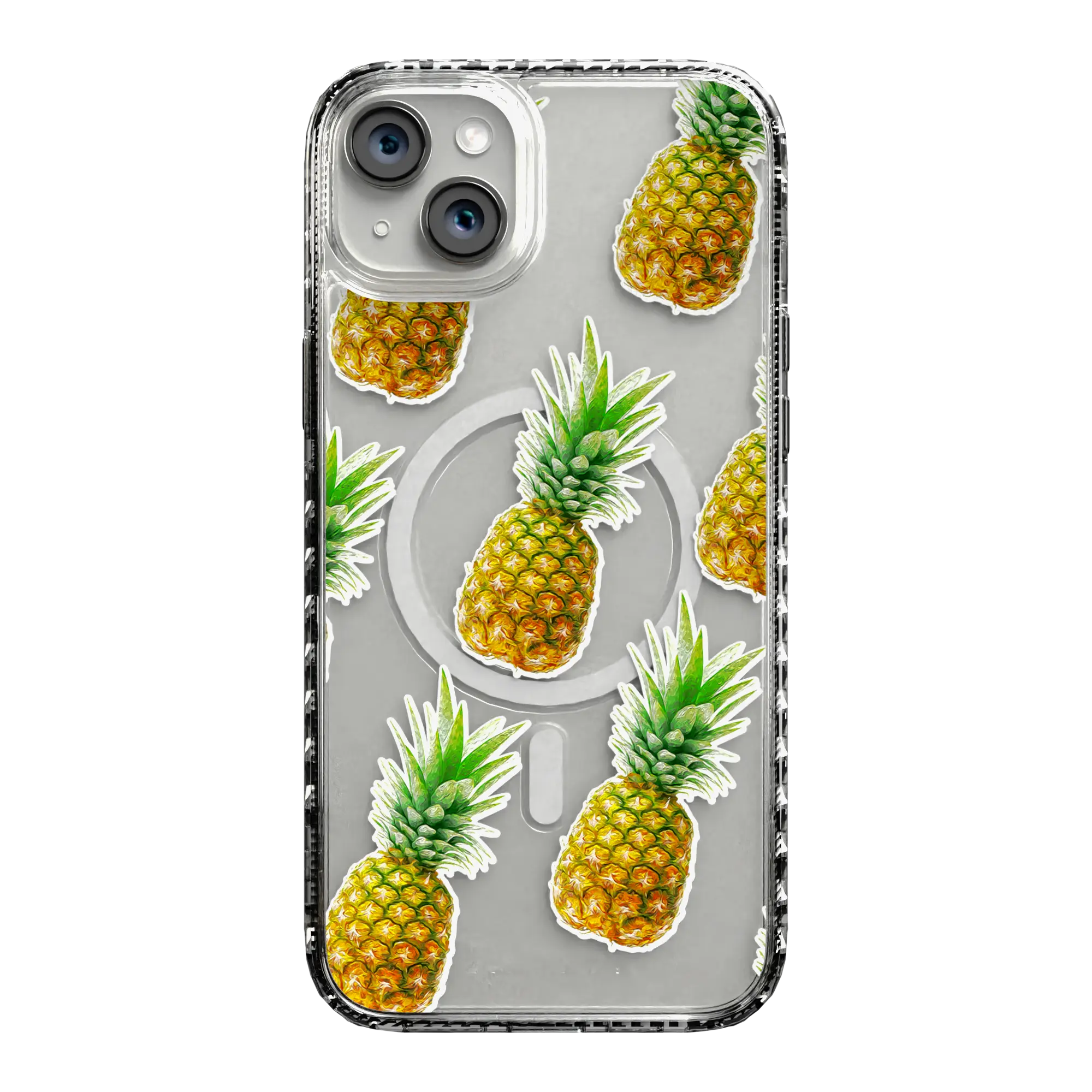 Apple-iPhone-15-Plus-Crystal-Clear Pineapple Splash | Protective MagSafe Case | Fruits Collection for Apple iPhone 15 Series cellhelmet cellhelmet