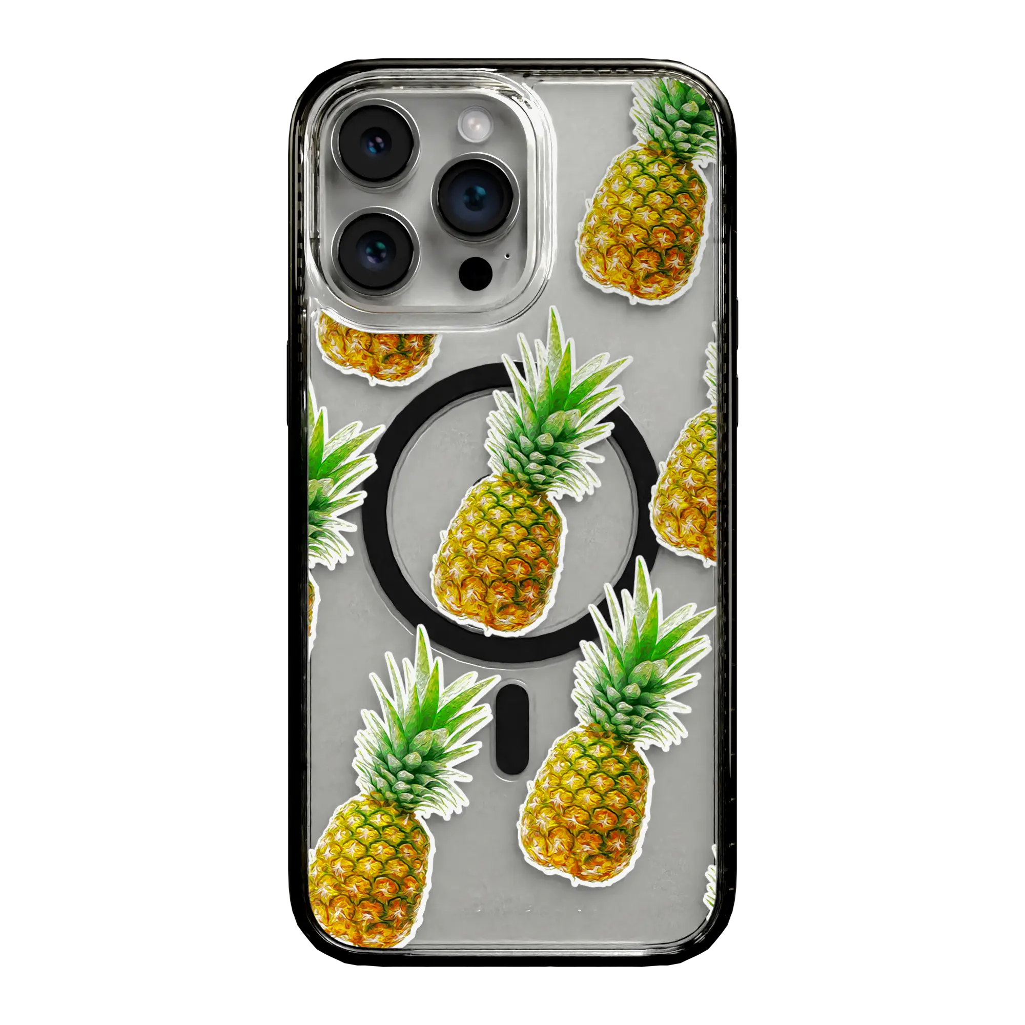 Apple-iPhone-15-Pro-Max-Onyx-Black Pineapple Splash | Protective MagSafe Case | Fruits Collection for Apple iPhone 15 Series cellhelmet cellhelmet